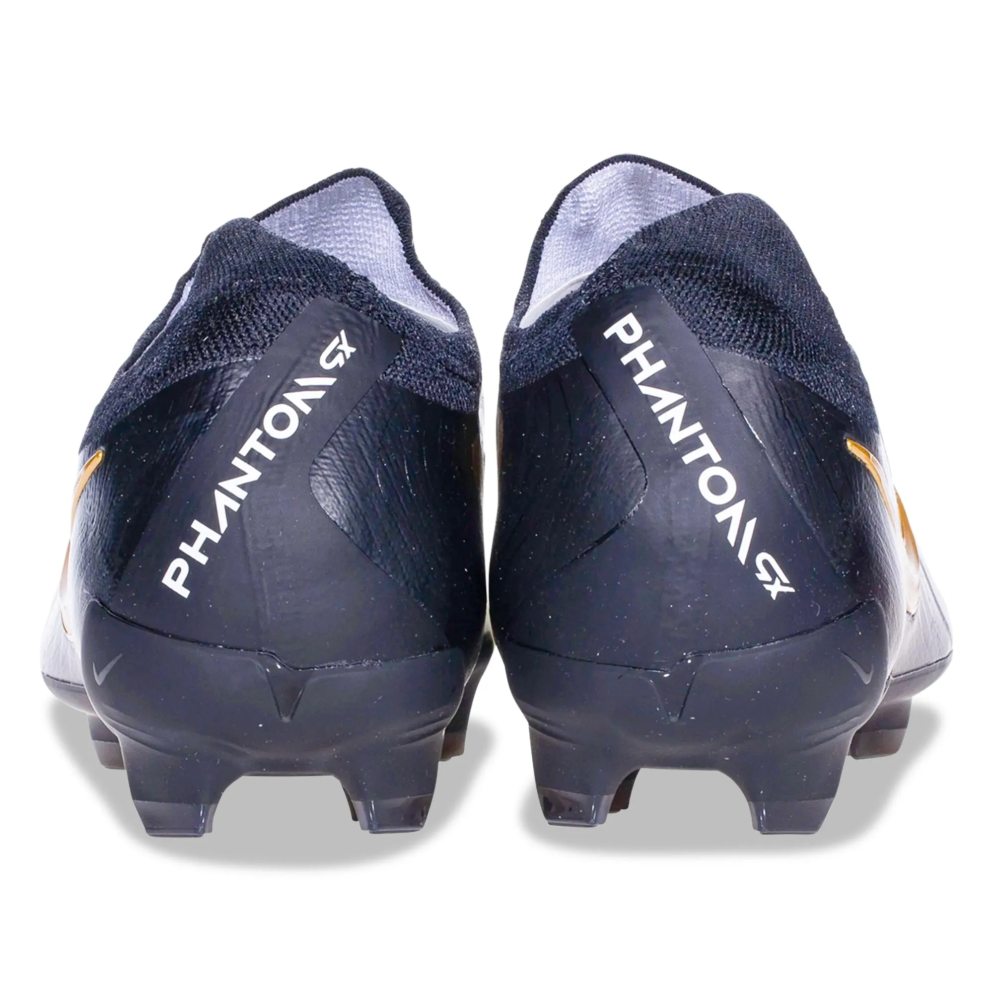 Non - Slip Feature Nike Phantom GX II Pro Firm Ground Soccer Cleats (White/Black/Metallic Gold Coin)