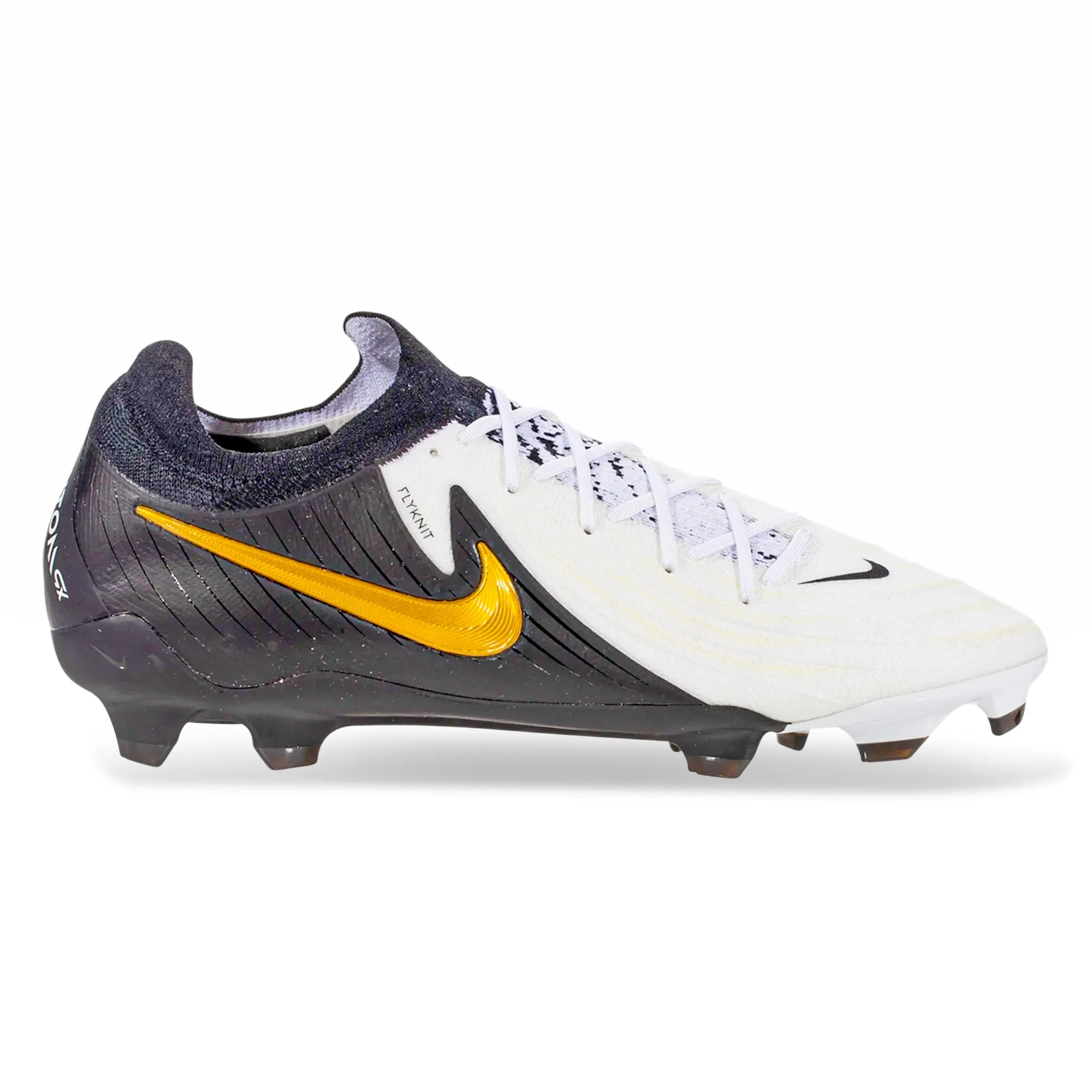 Nike Phantom GX II Pro Firm Ground Soccer Cleats (White/Black/Metallic Gold Coin) non - branded shoes rugby matches