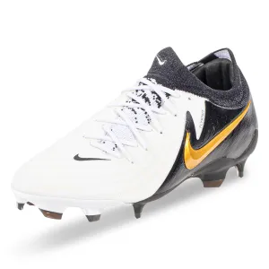 home training Nike Phantom GX II Pro Firm Ground Soccer Cleats (White/Black/Metallic Gold Coin)