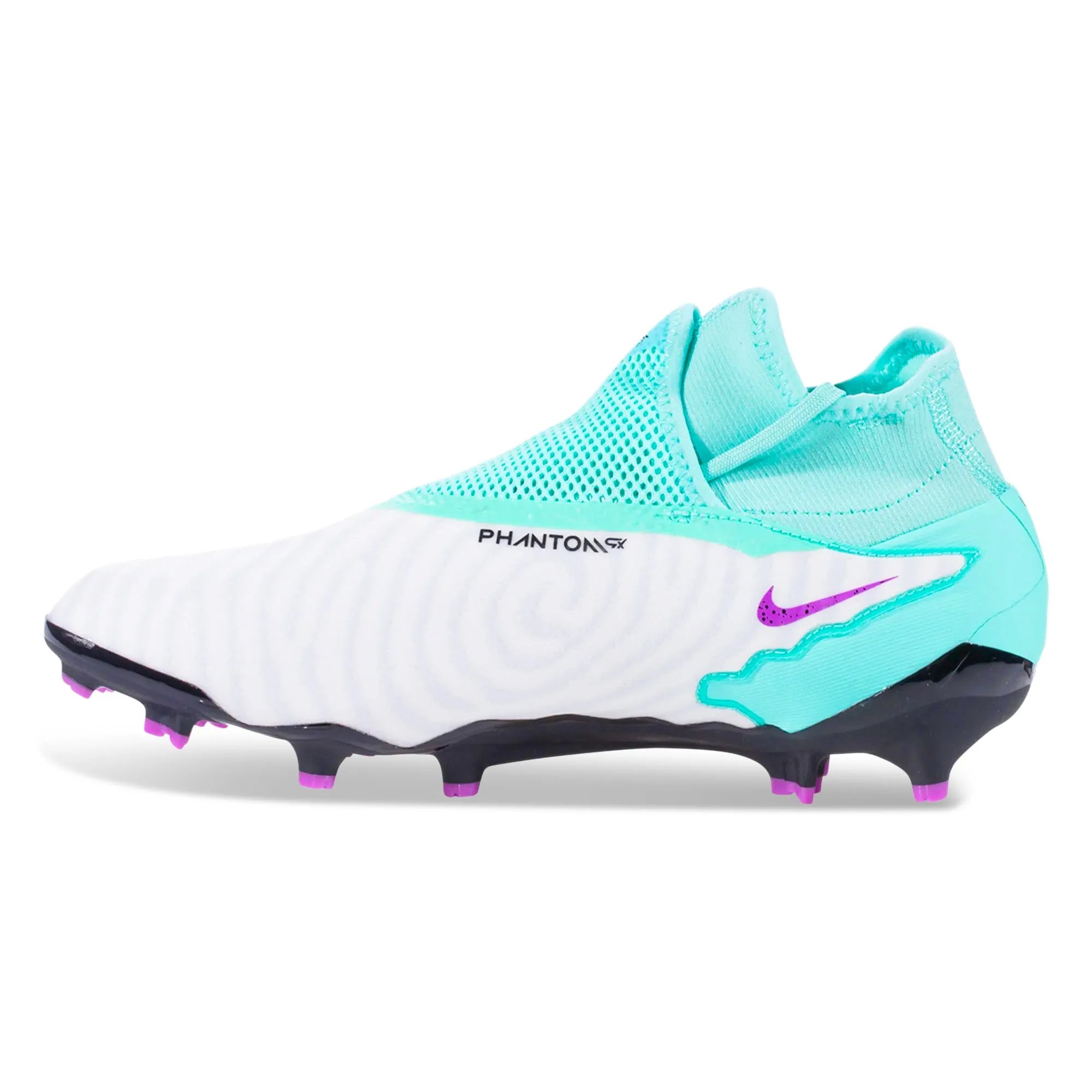 Agility Training Cushioned heel Nike Phantom GX Pro DF Firm Ground Soccer Cleats (Hyer Turquoise/Fuchsia Dream)