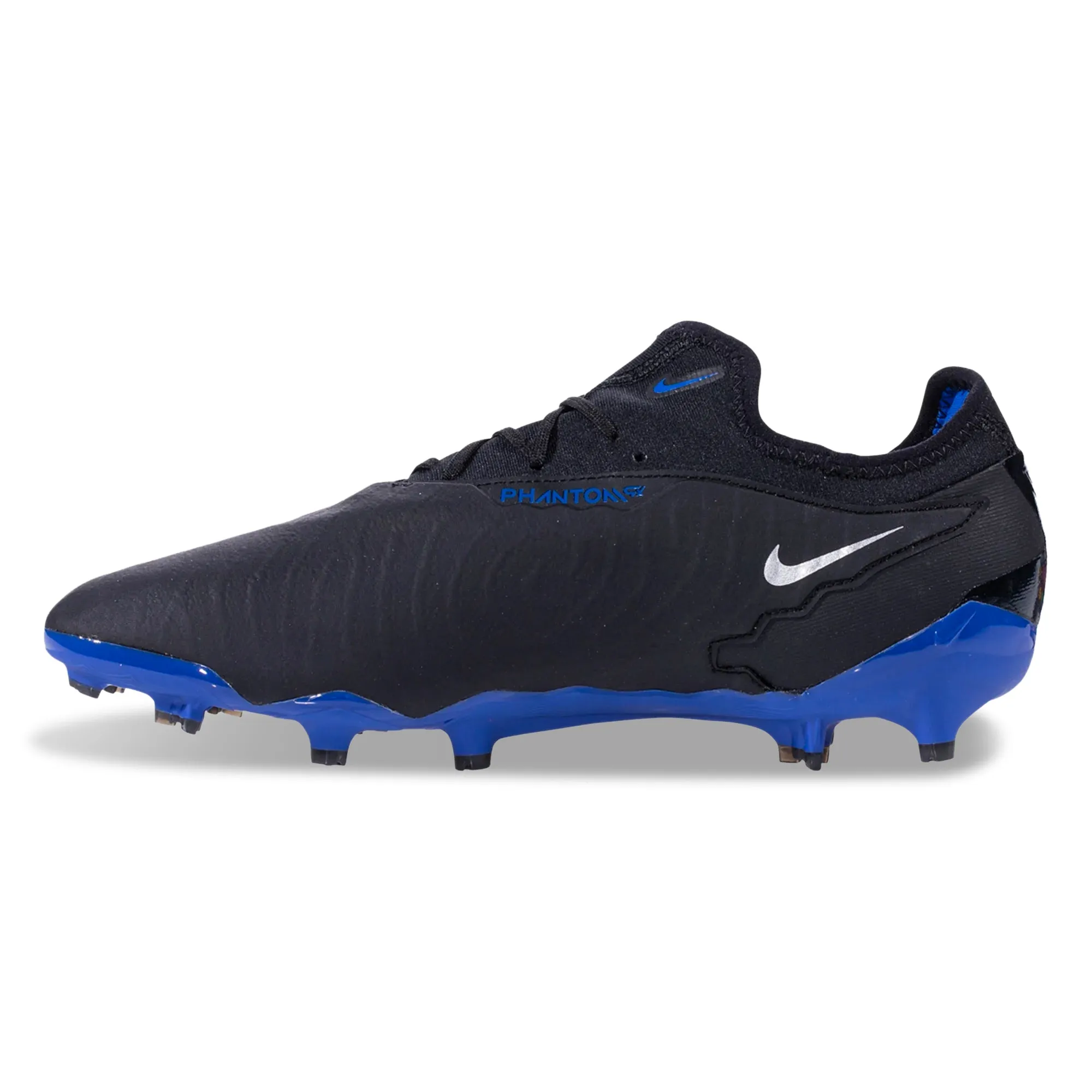 moisture - wicking shoes Nike Phantom GX Pro Firm Ground Soccer Cleats (Black/Chrome-Hyper Royal)