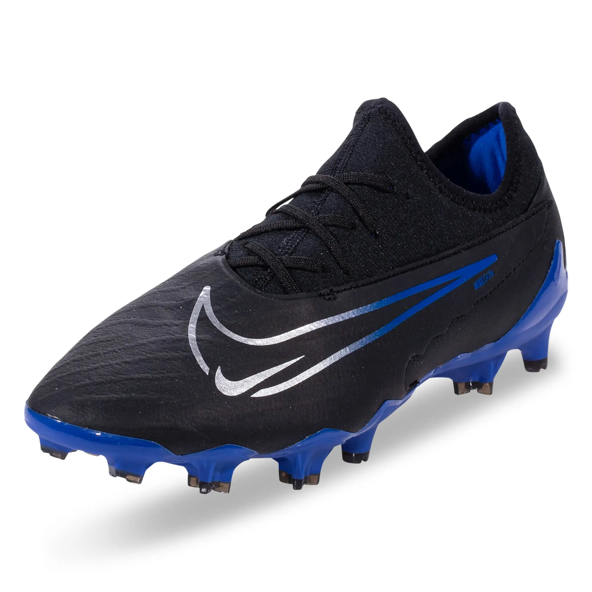 Shock Absorbing Nike Phantom GX Pro Firm Ground Soccer Cleats (Black/Chrome-Hyper Royal)