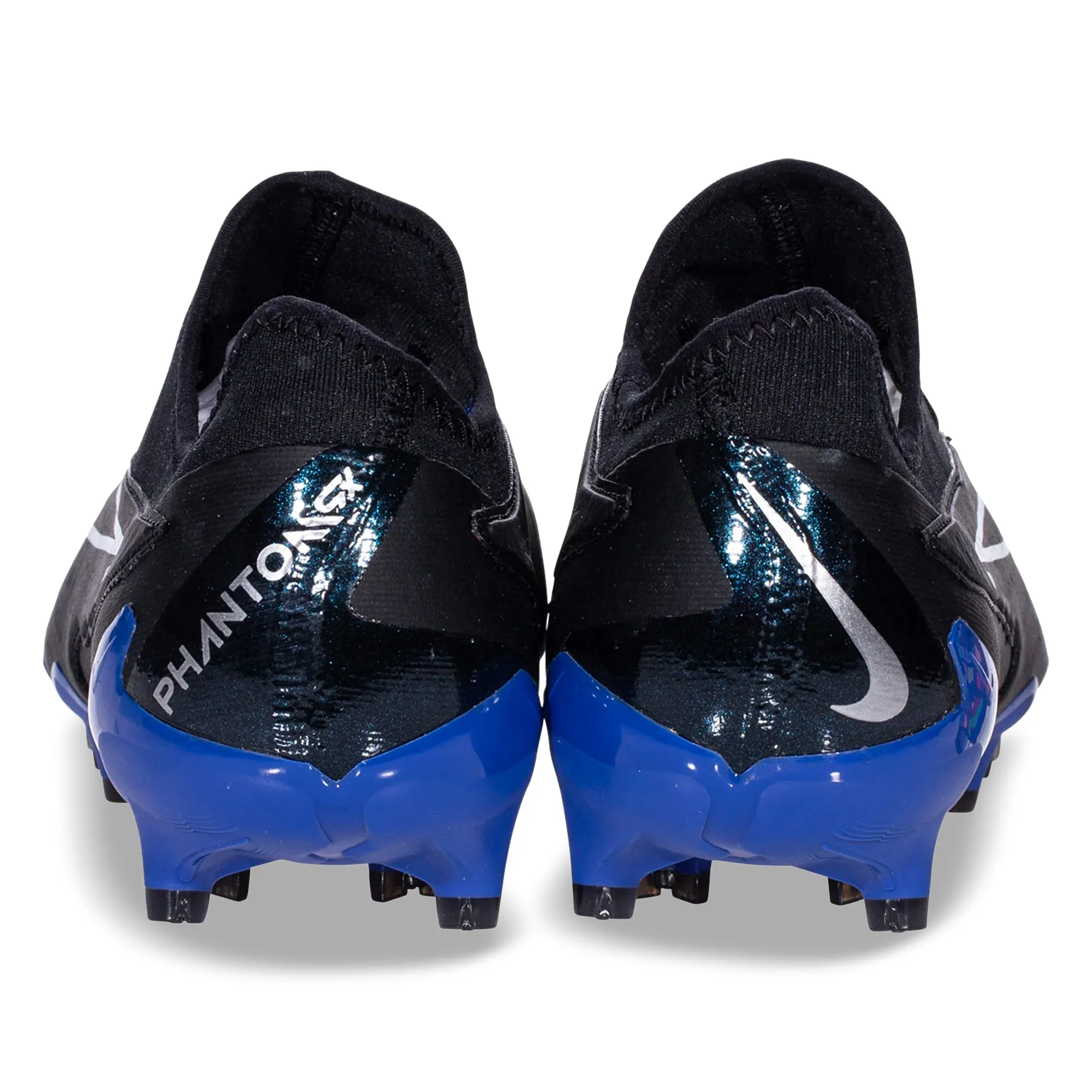 Leather Upper Nike Phantom GX Pro Firm Ground Soccer Cleats (Black/Chrome-Hyper Royal)