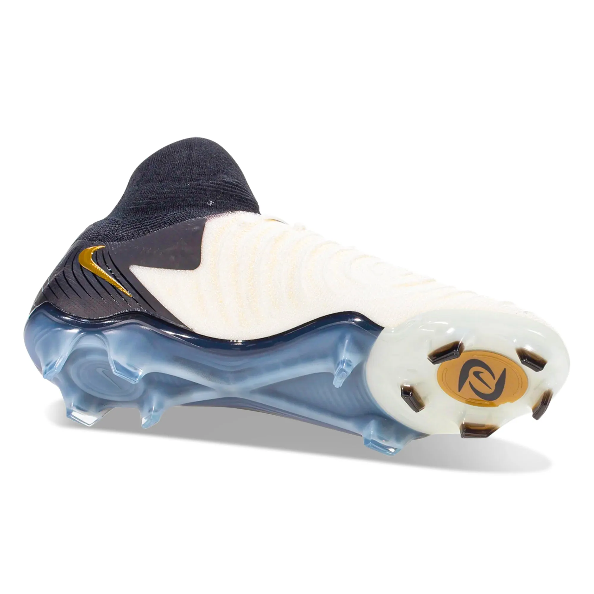 Nike Phantom Luna 2 Elite Firm Ground Soccer Cleats (White/Black/Metallic Gold Coin) flexible sole shoes