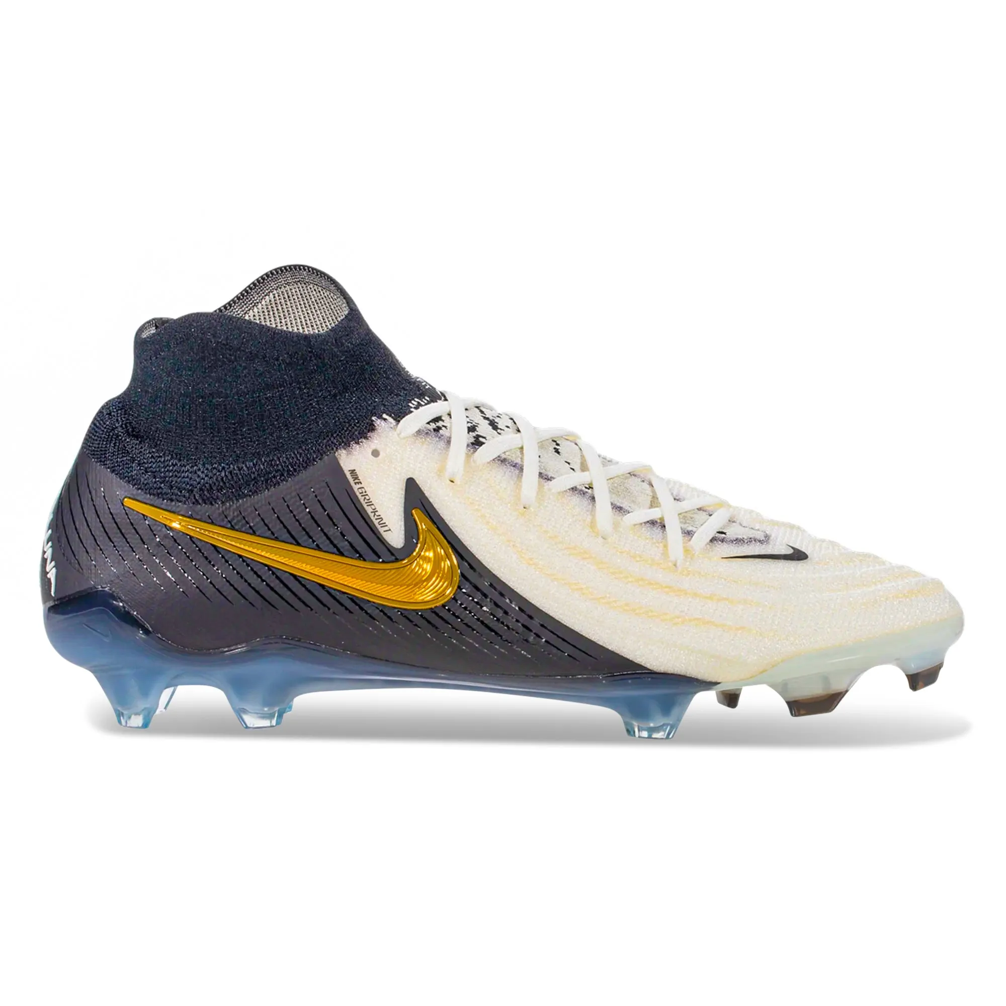 Nike Phantom Luna 2 Elite Firm Ground Soccer Cleats (White/Black/Metallic Gold Coin) ultimate - frisbee - field shoes