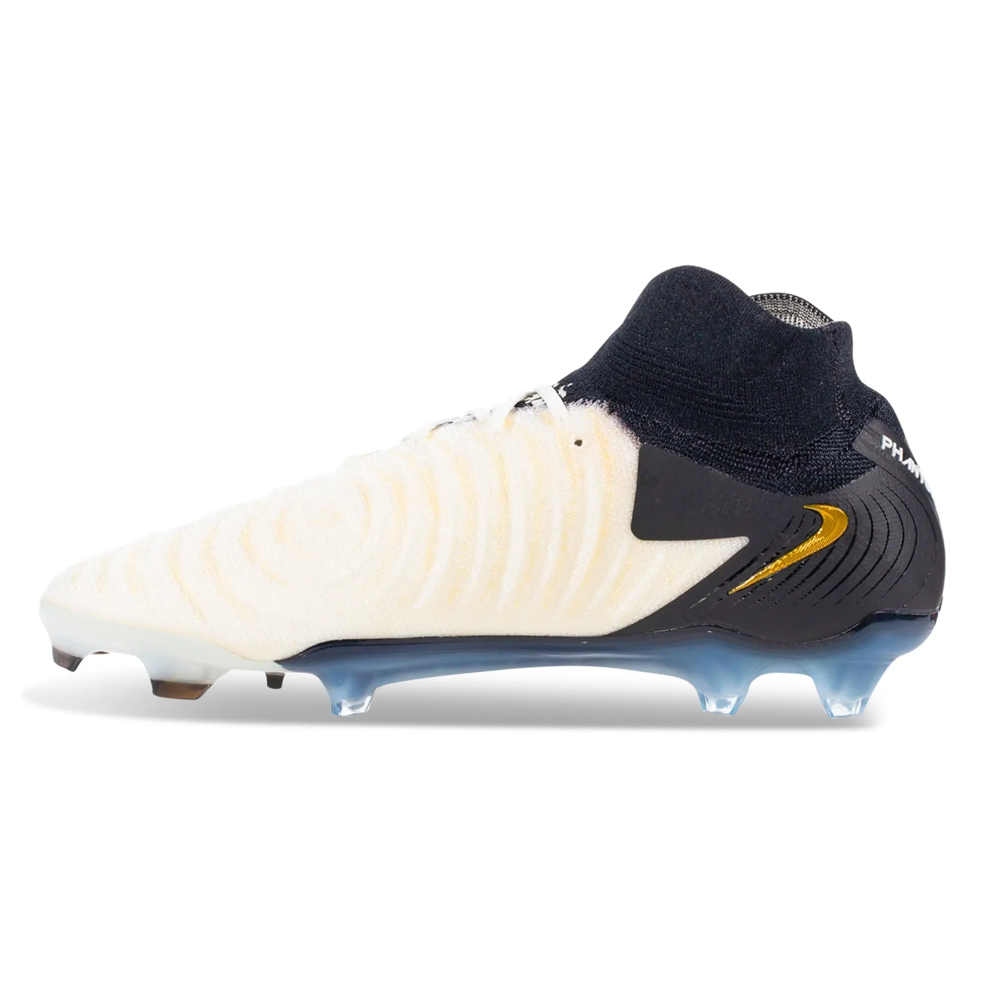 personal best Durable Construction Nike Phantom Luna 2 Elite Firm Ground Soccer Cleats (White/Black/Metallic Gold Coin)