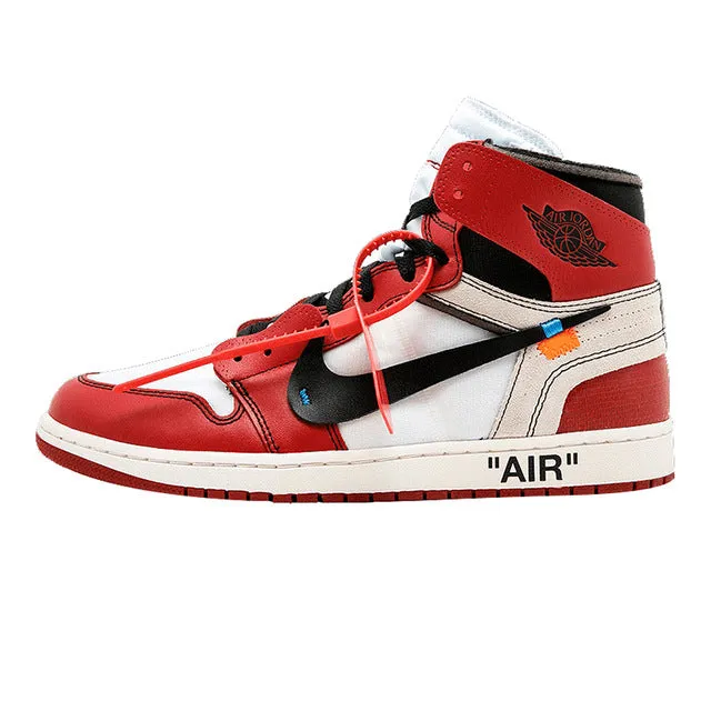 Nike The 10: Air Jordan 1 "OFF WHITE" Men's Basketball Shoes , Red, Shock Absorption Wear Resistant Breathable AA3834 101 sports Retro design