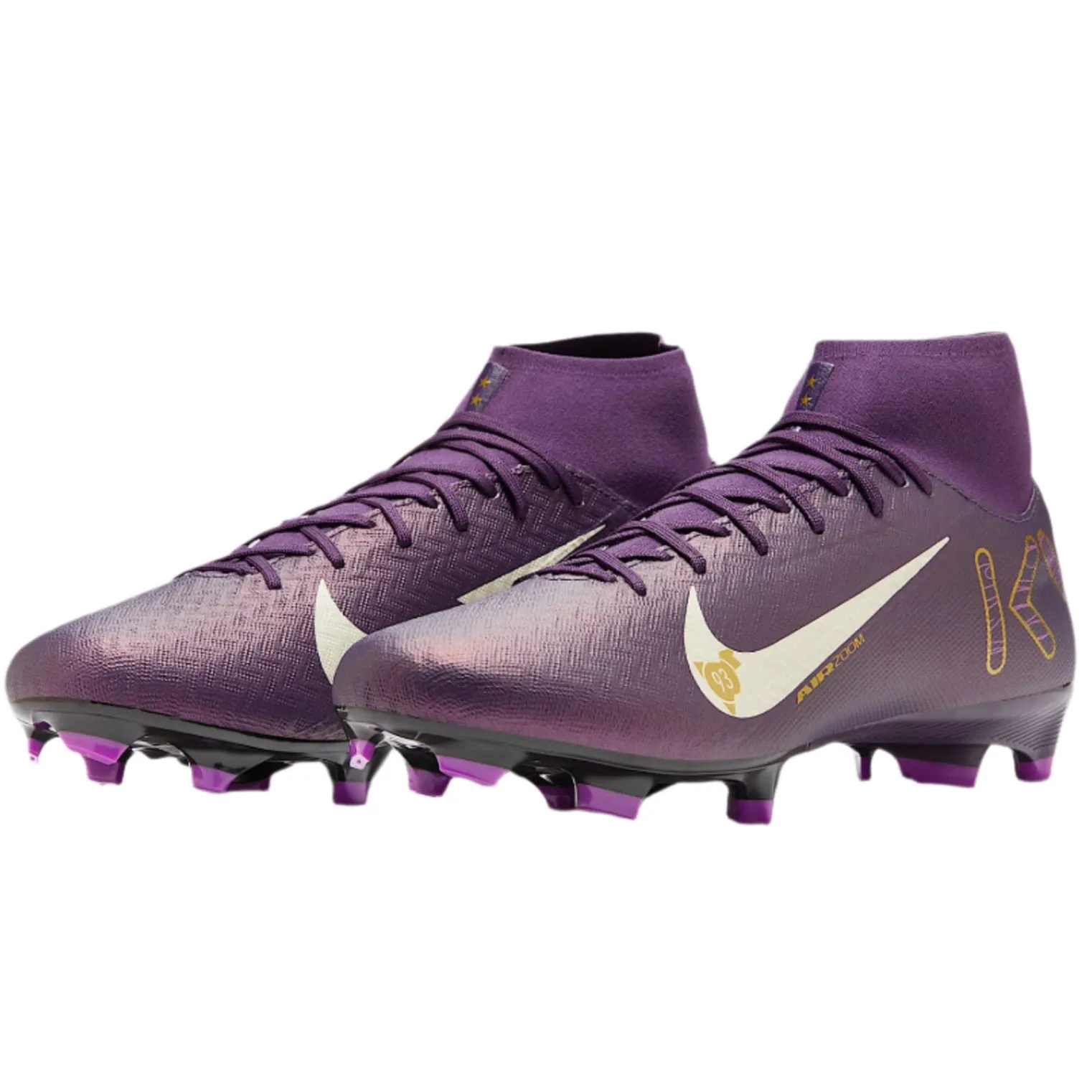 indoor sports shoes narrow - fit shoes Nike Zoom Superfly 10 Academy Kylian Mbappe KM FG/MG Soccer Cleats (Grand Purple/Pale Ivory)