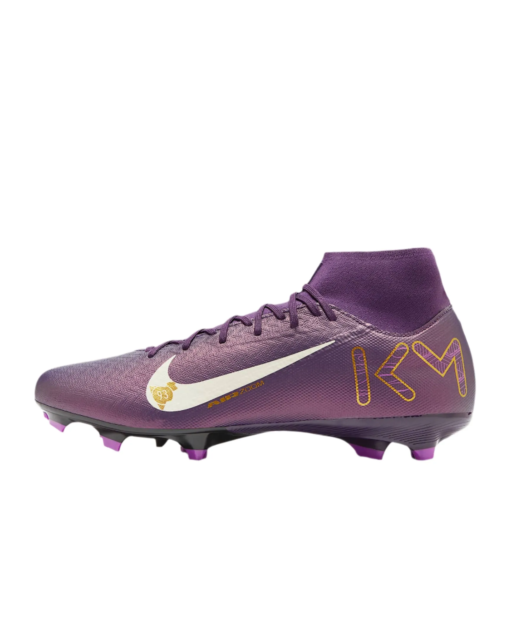Nike Zoom Superfly 10 Academy Kylian Mbappe KM FG/MG Soccer Cleats (Grand Purple/Pale Ivory) Elastic Band court sports shoes