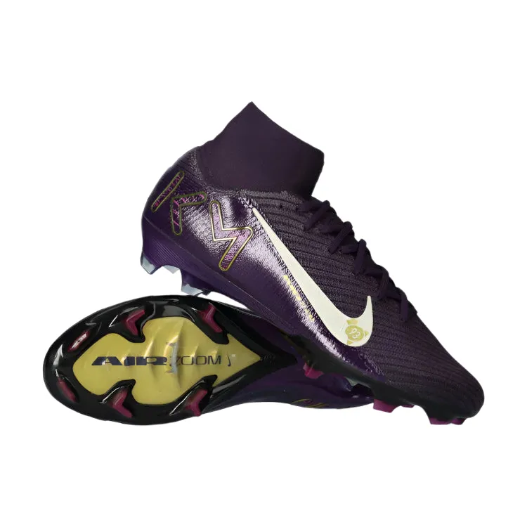 Adjustable Strap Nike Zoom Superfly 10 Elite Kylian Mbappe KM FG Soccer Cleats (Grand Purple/Pale Ivory)