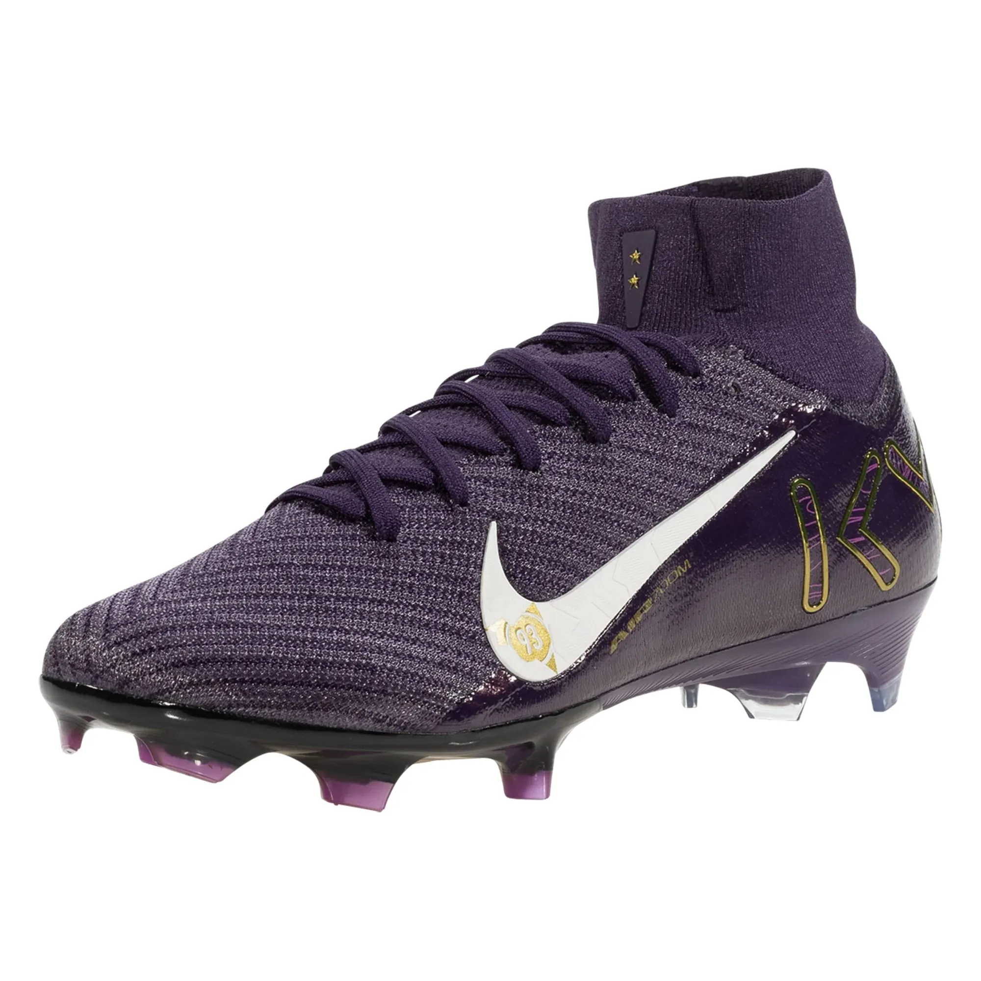 dance boots gym workouts Nike Zoom Superfly 10 Elite Kylian Mbappe KM FG Soccer Cleats (Grand Purple/Pale Ivory)