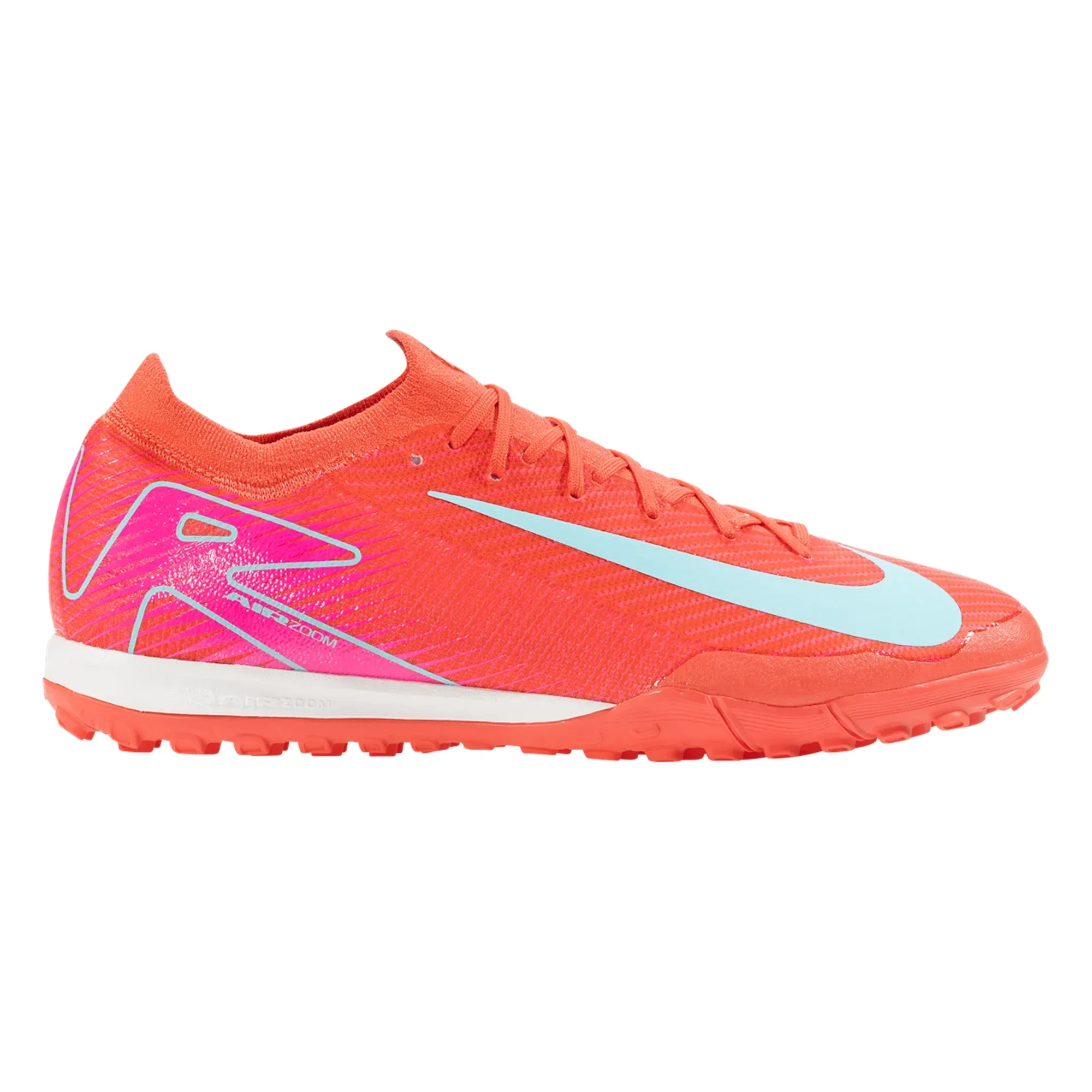 Nike Zoom Vapor 16 Pro Turf Soccer Cleats (Ember Glow/Aurora Green) flag football TPU sole shoes