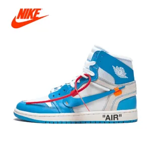 Original New Arrival Authentic NIKE Air Jordan 1 x Off-White Men's Basketball Shoes Sneakers AJ1 Comfortable AQ0818-148 Full Length Air