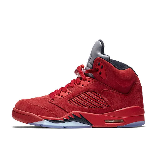 Pro Move Shoes Power Jump Tech Original New Arrival Authentic Nike Air Jordan 5 red Suede AJ5 Men's