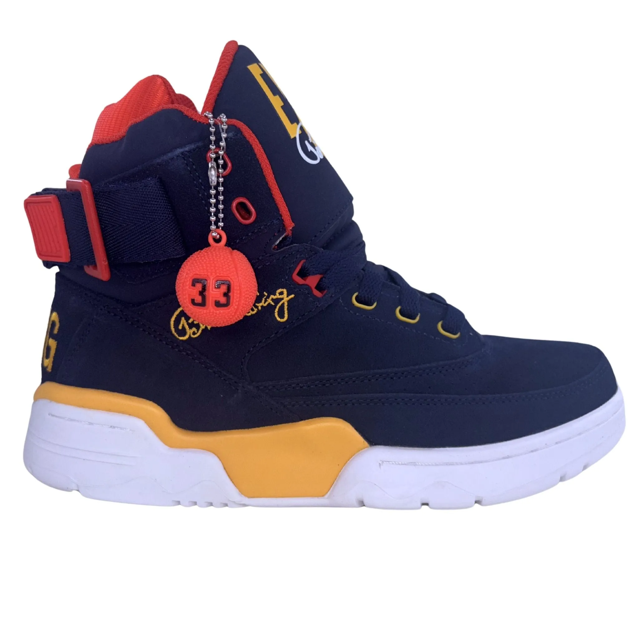 Cool Pop Patrick Ewing Athletics Men's 1EW90128-433 33 HI Bijou Blue Mimosa Red Basketball Shoes
