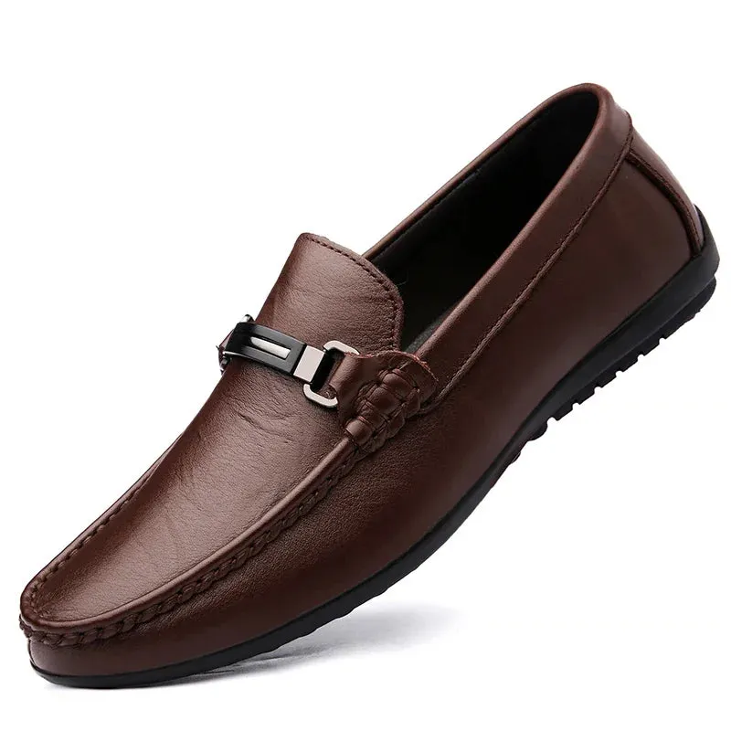 Tone Play Season Ease Summer Luxury Brand Loafers Genuine Leather Mens Shoes Slip on Flats Casual Shoes Man Moccasins Soft Sole Men Wedding Footwear