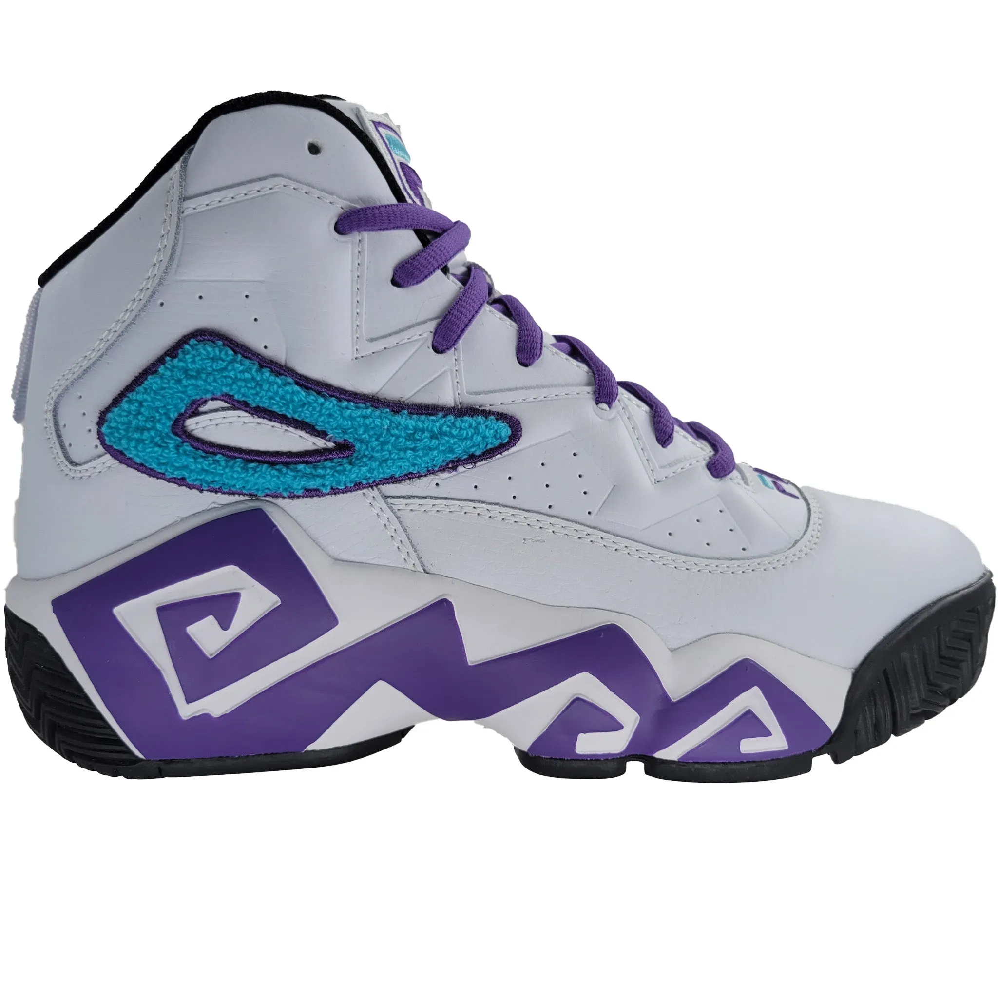 Fila Men's  1BM01089-148 MB Chenille Jamal Mashburn White Bluefish Electric Purple Retro Basketball Shoes Night Glow Surf Mode