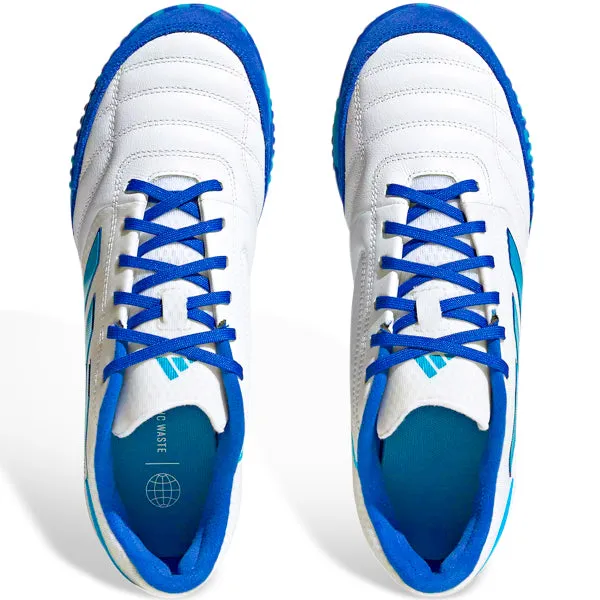 adidas Top Sala Competition Indoor Soccer Shoes (White/Bold Aqua/Team Royal Blue) Modern Design Padded collar