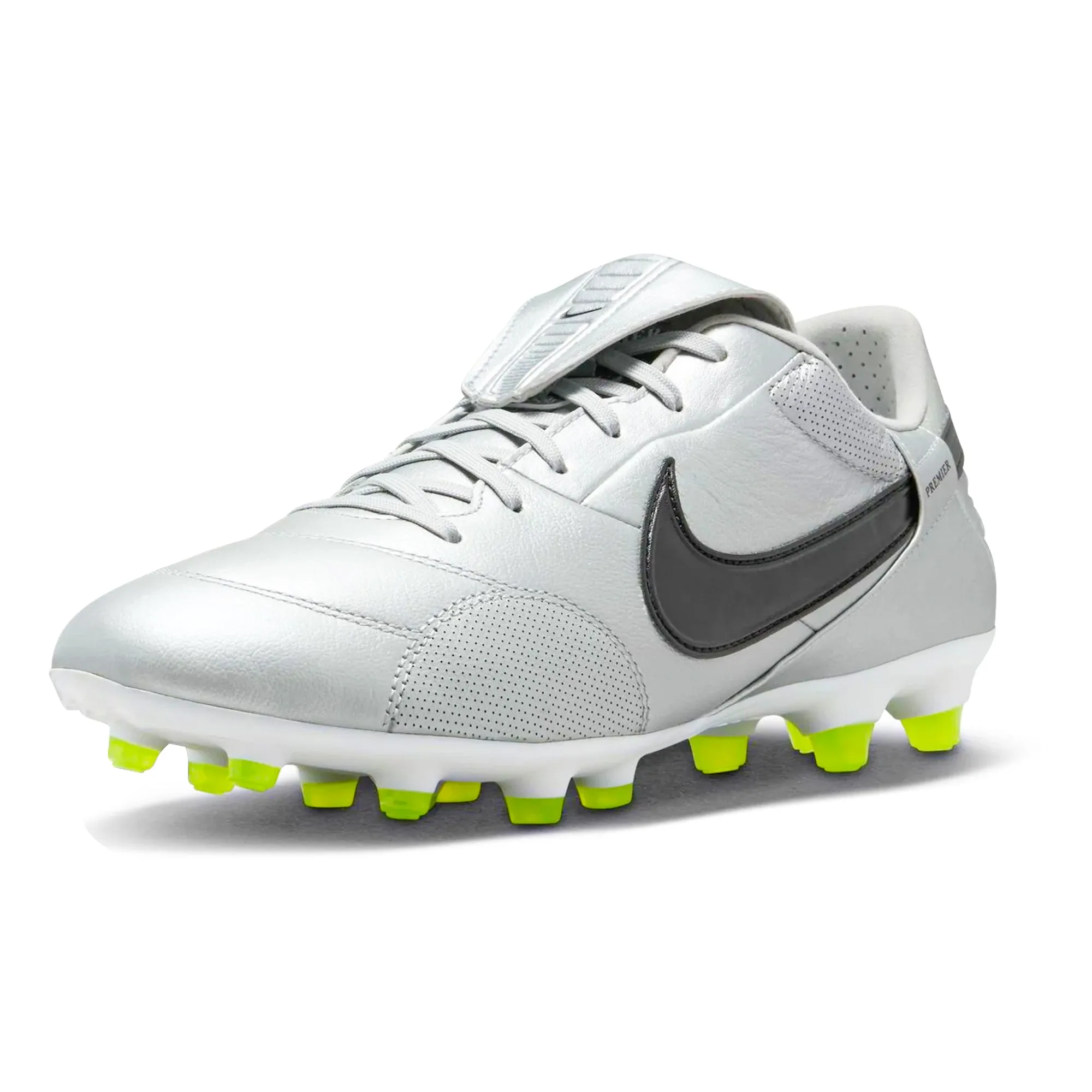 Stretchable kids' shoes lacrosse boots Nike Premier III Firm Ground Soccer Cleats (Metallic Silver/Black-Volt)