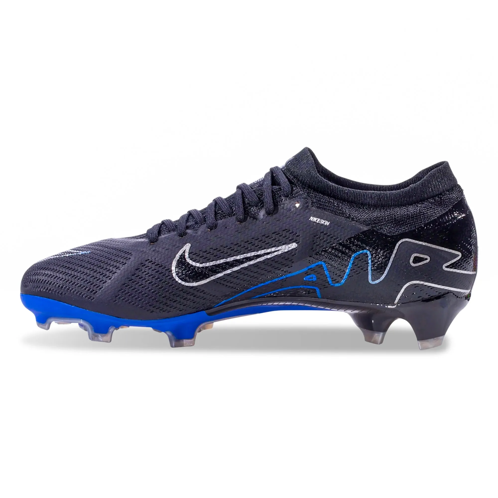 Nike Zoom Vapor 15 Pro Firm Ground Soccer Cleats (Black/Chrome-Hyper Royal) replacement insoles Trendy Design