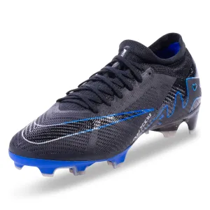 kicking Anti Odor Nike Zoom Vapor 15 Pro Firm Ground Soccer Cleats (Black/Chrome-Hyper Royal)