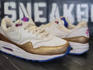 occasional - running option shoes machine - washable running option 2018 Nike Air Max 1 Gold/White Running Trainers Shoes 807605-103 Kid Girl 4 4y