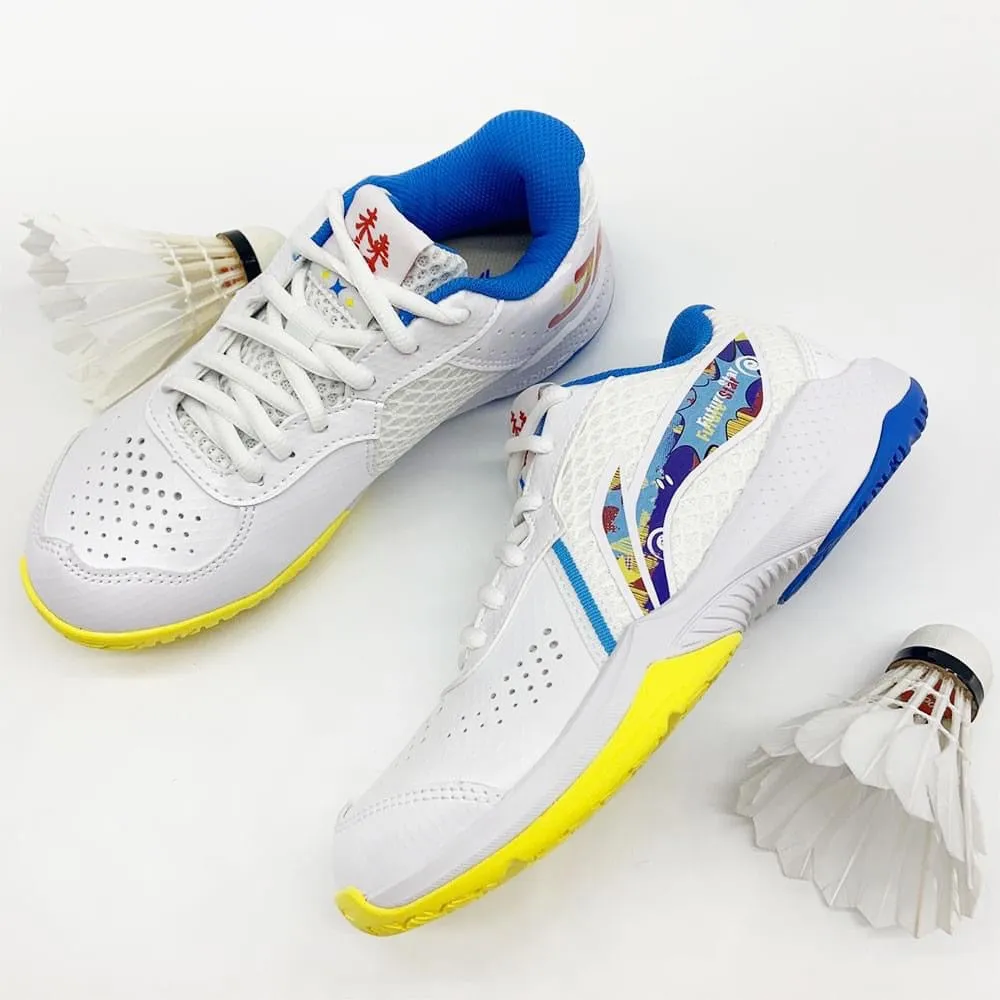 Defend Titan Li Ning Lei Ting Badminton Kid's Shoe [White/Blue] AYTT014-3