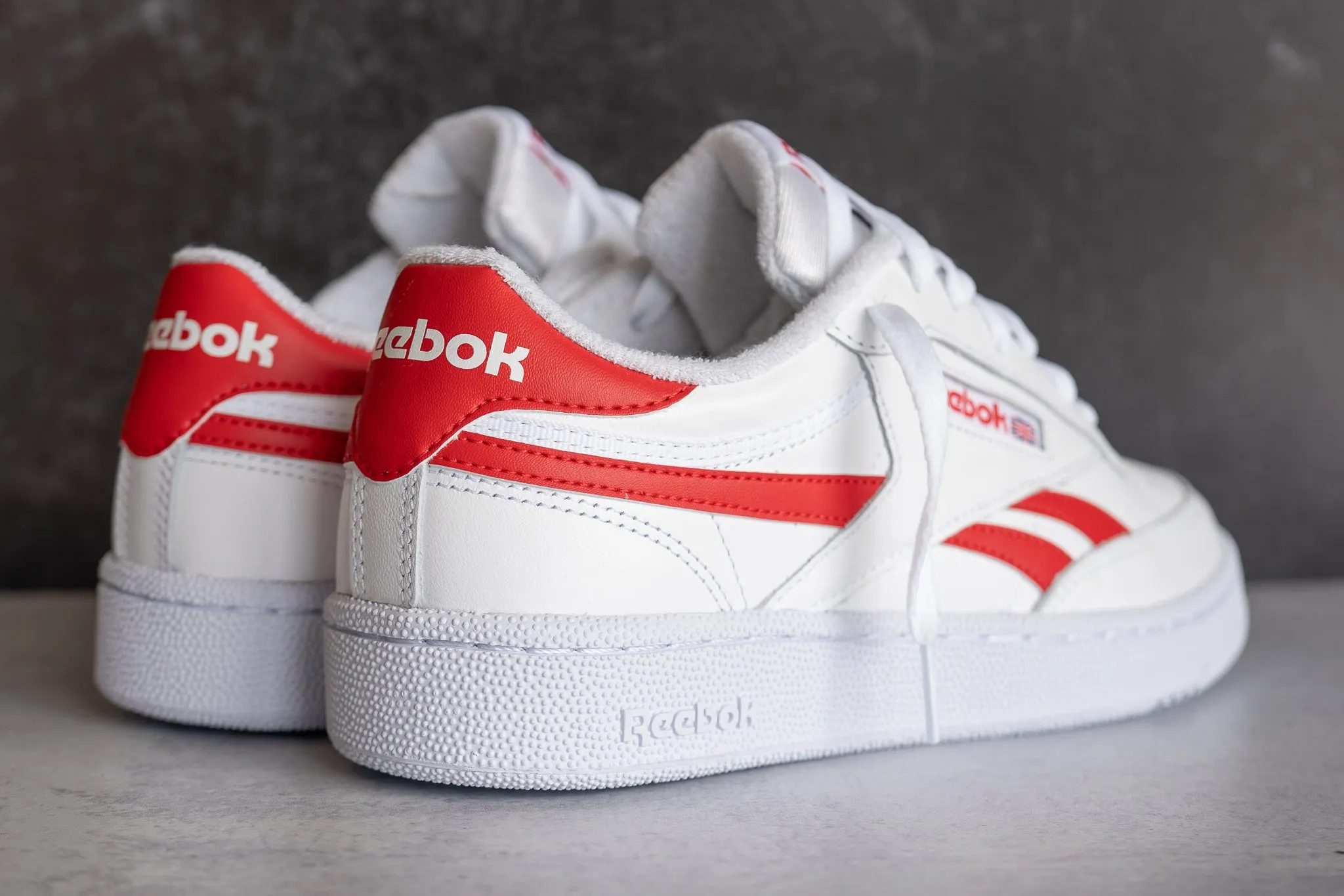 cold - weather funky Reebok Club C Revenge (White/Vector Red)