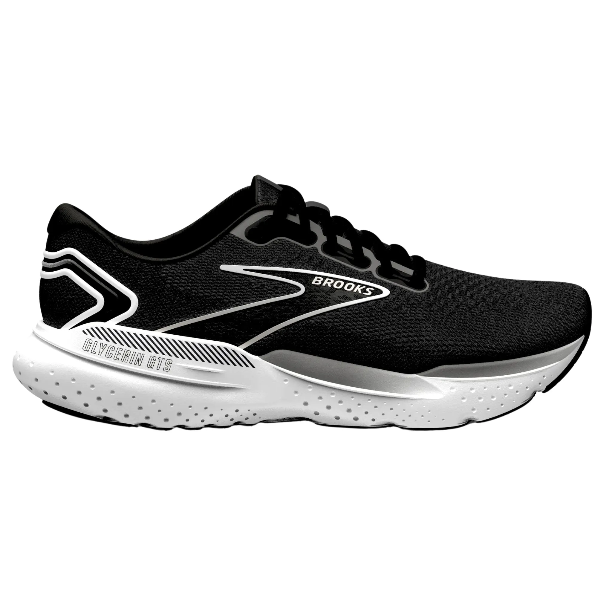 orthopedic Smooth Siding Brooks Women's 120409 090 Glycerin GTS 21 Black Grey White Cushion Support Running Shoes
