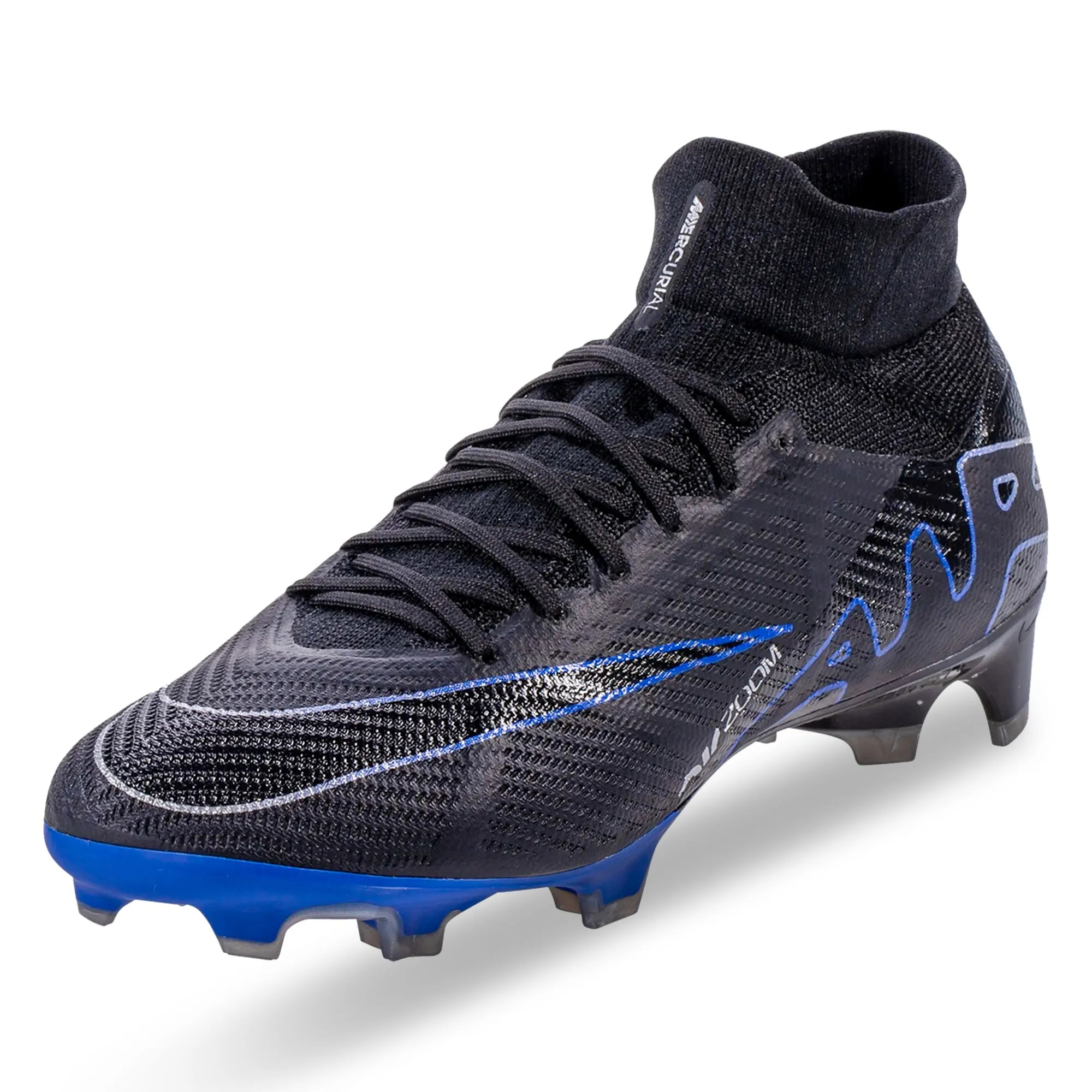 innovation - led shoes Nike Zoom Superfly 9 Pro Firm Ground Soccer Cleats (Black/Chrome-Hyper Royal)