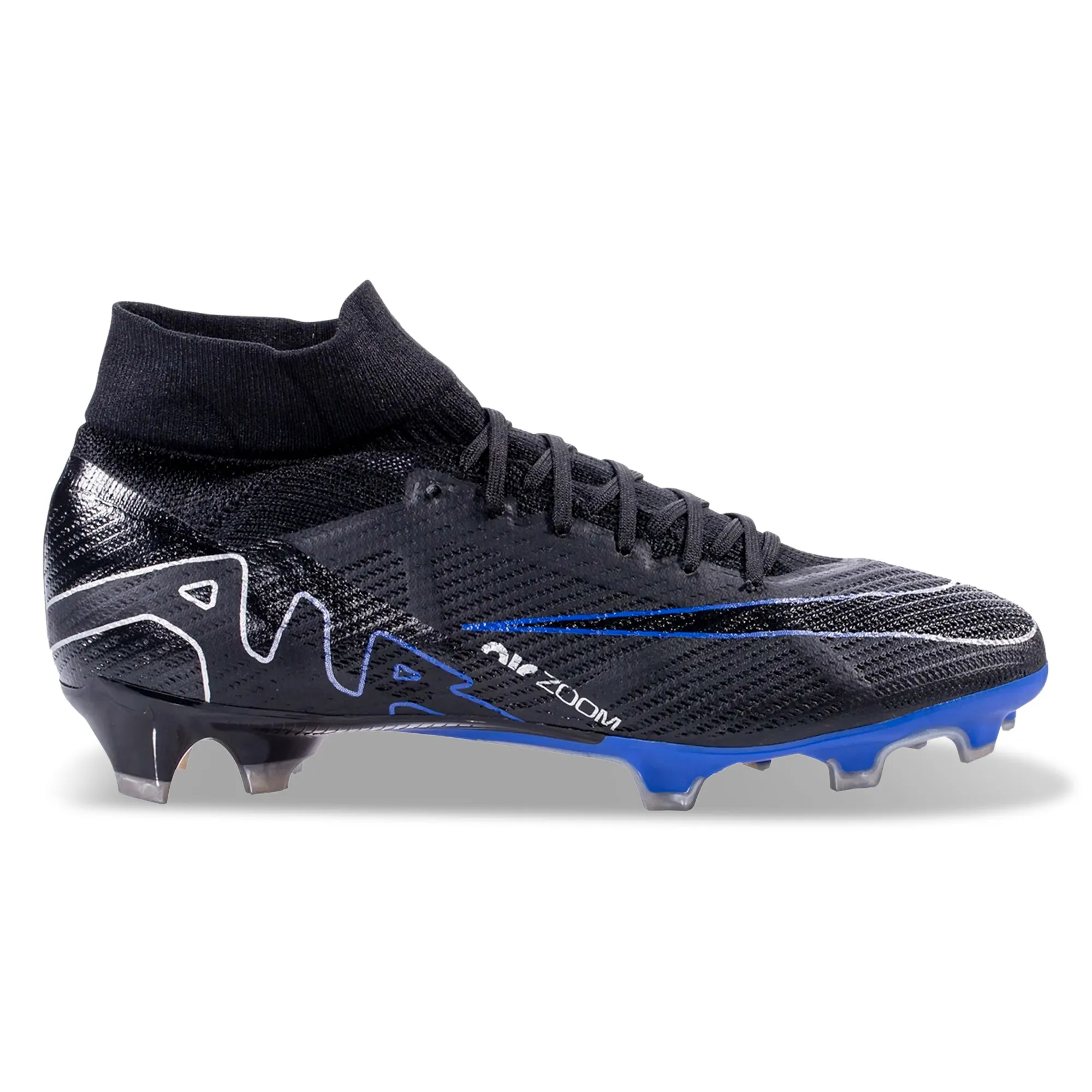 pre - event shoes Nike Zoom Superfly 9 Pro Firm Ground Soccer Cleats (Black/Chrome-Hyper Royal)