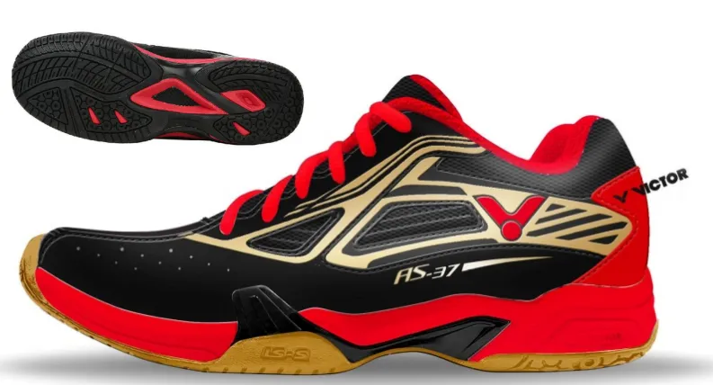 Heel lock Victor AS-37-CD badminton shoes [Black/Red]
