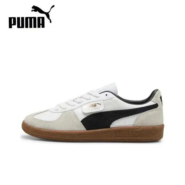 PUMA Palermo All Comfortable Lightweight Casual Non-Slip Low-top Board Shoes Man's and Women's Shoes White Gray Black 396464-01 Asymmetric Lacing System Anti Skid