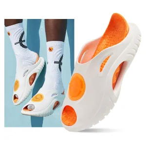 Rubber Outsole Balanced Drop Heel Rigorer Shark Slides 'White/Orange' (Pack without box) [Z123260506-2]