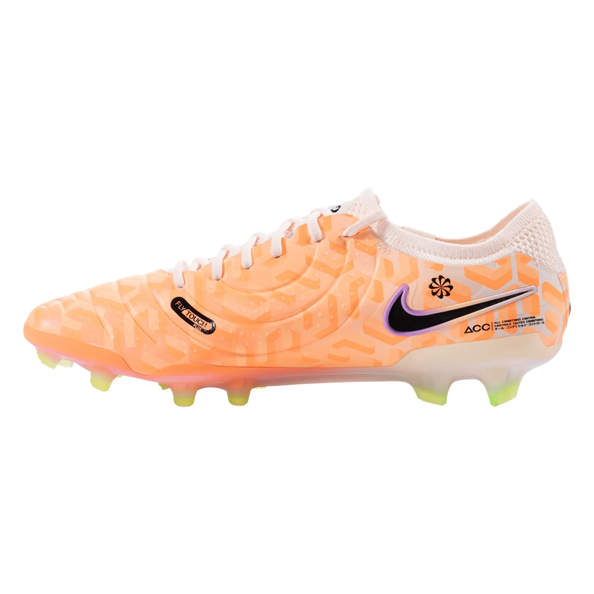 Nike Leged 10 Elite WC FG Soccer Cleats (Guava Ice/Black) left foot office - shoes