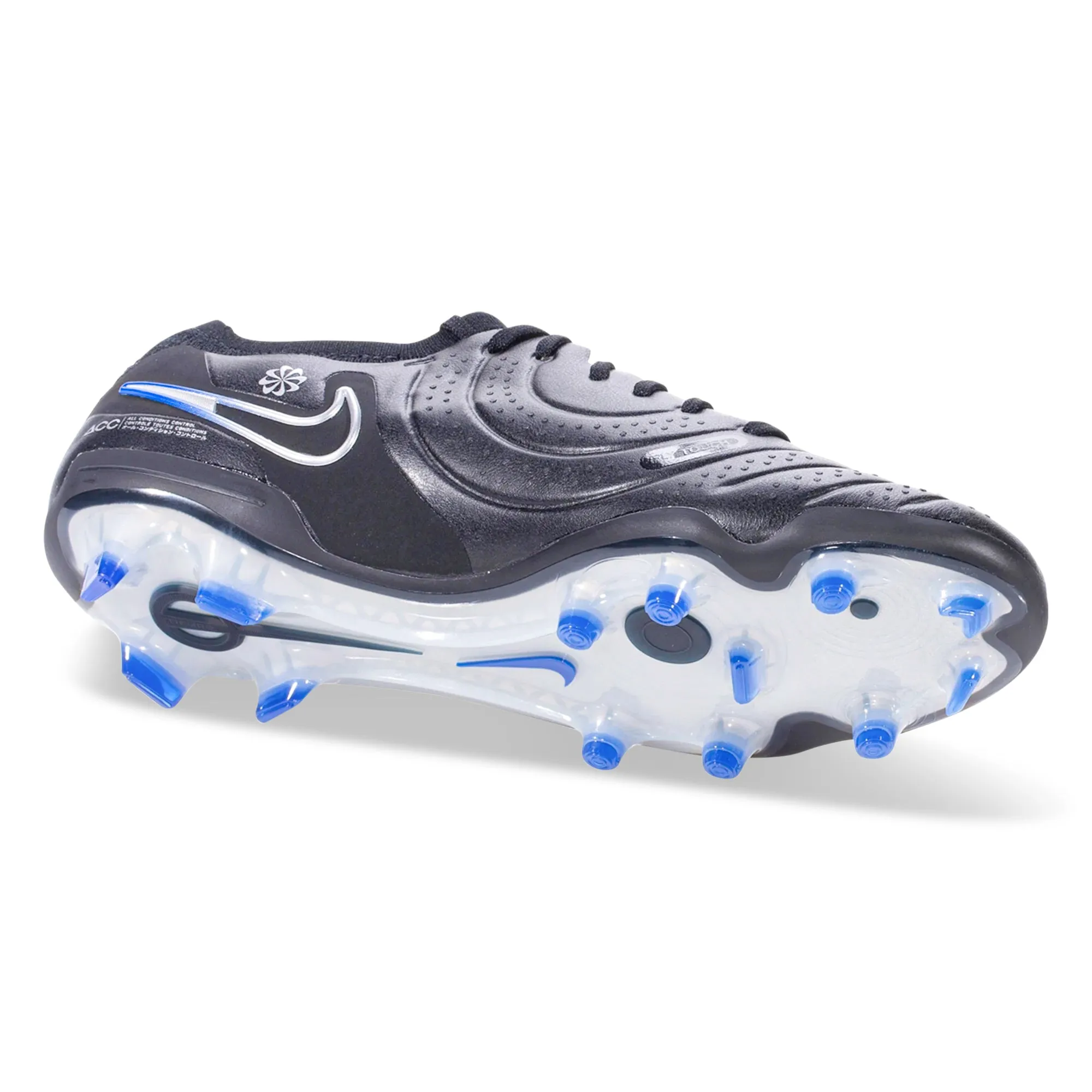Nike Legend 10 Elite Firm Ground Soccer Cleats (Black/Chrome-Hyper Royal) grandstand - shoes