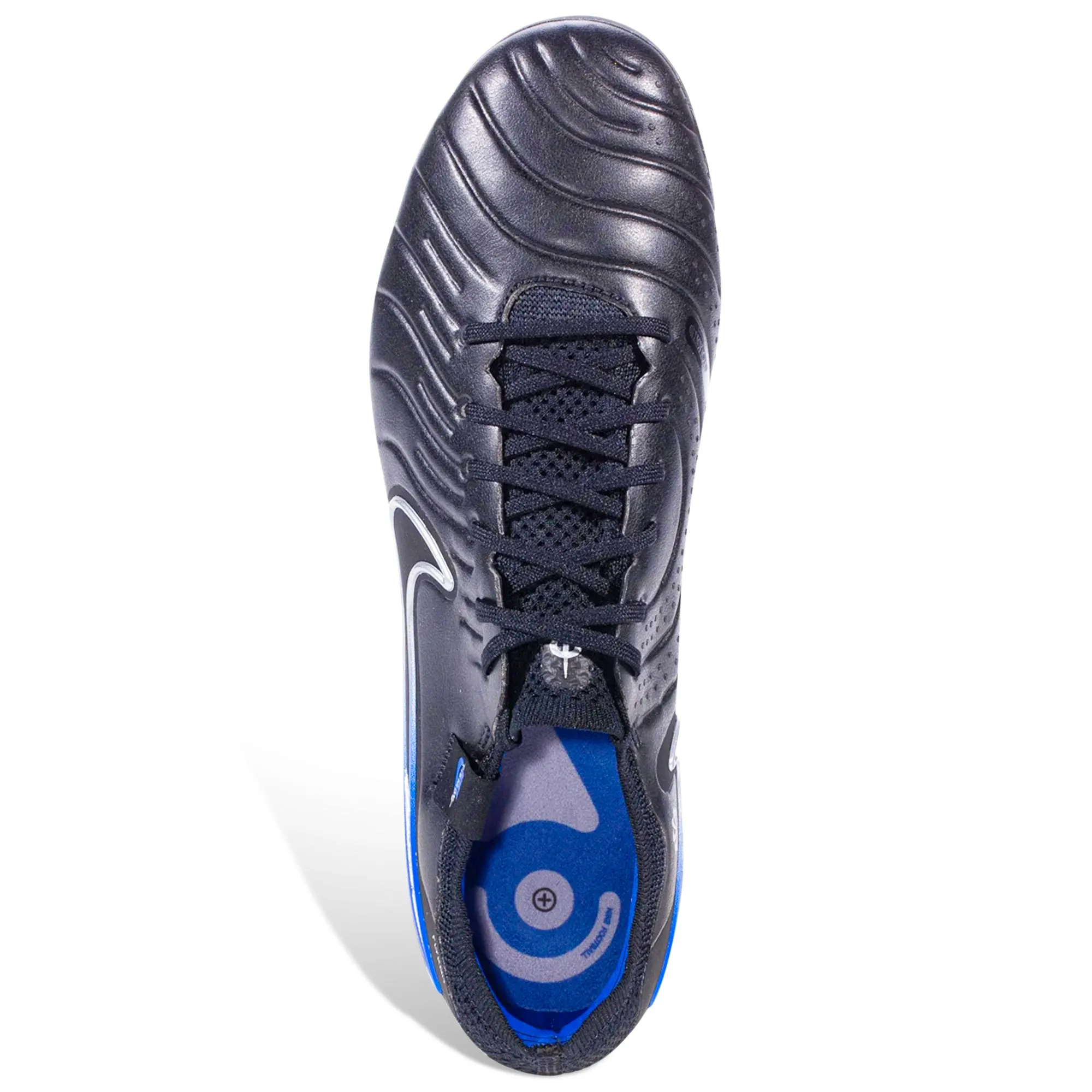 Nike Legend 10 Elite Firm Ground Soccer Cleats (Black/Chrome-Hyper Royal) hard - upper shoes