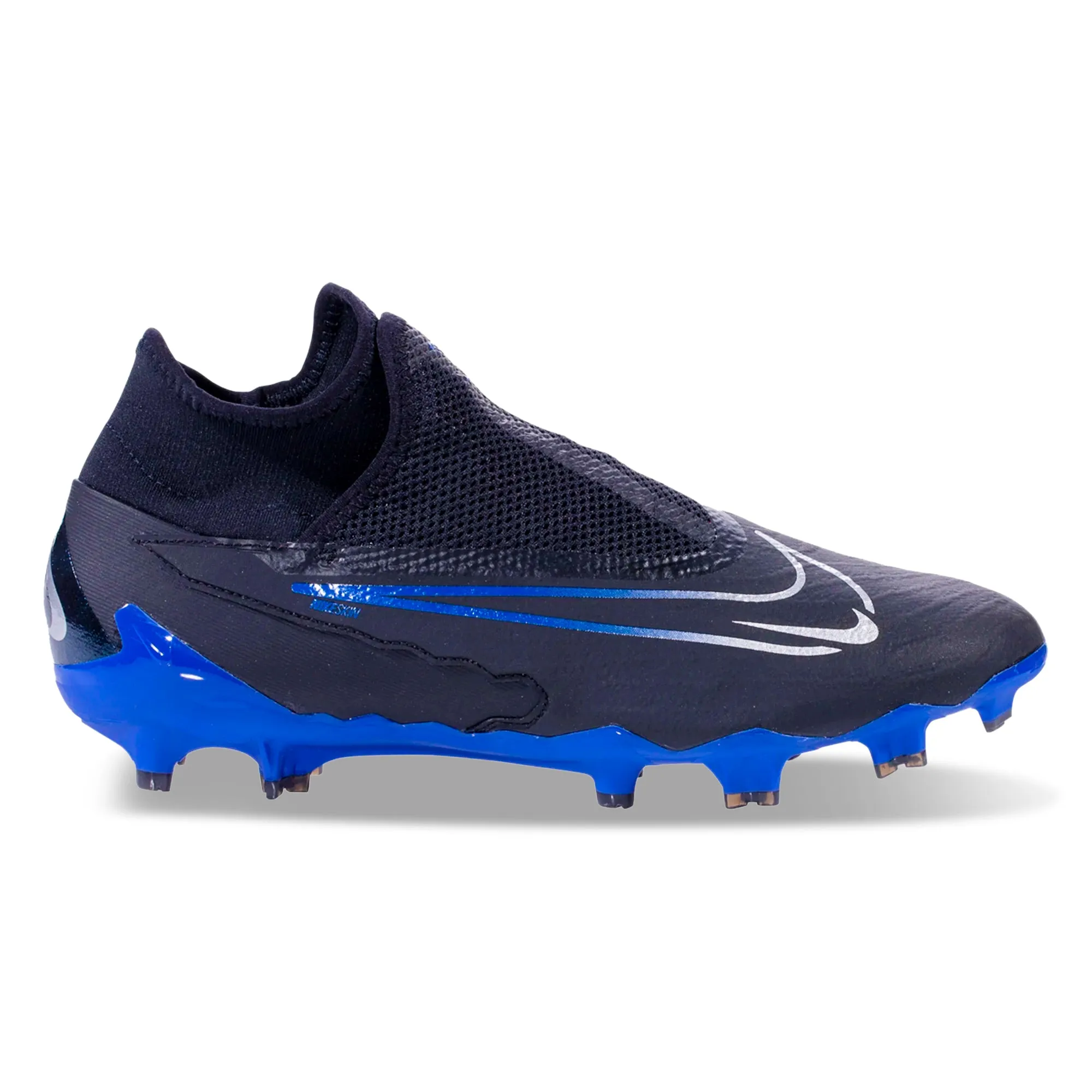Nike Phantom GX Pro DF Firm Ground Soccer Cleats (Black/Chrome-Hyper Royal) Lightweight packaging Princess-themed kids' shoes