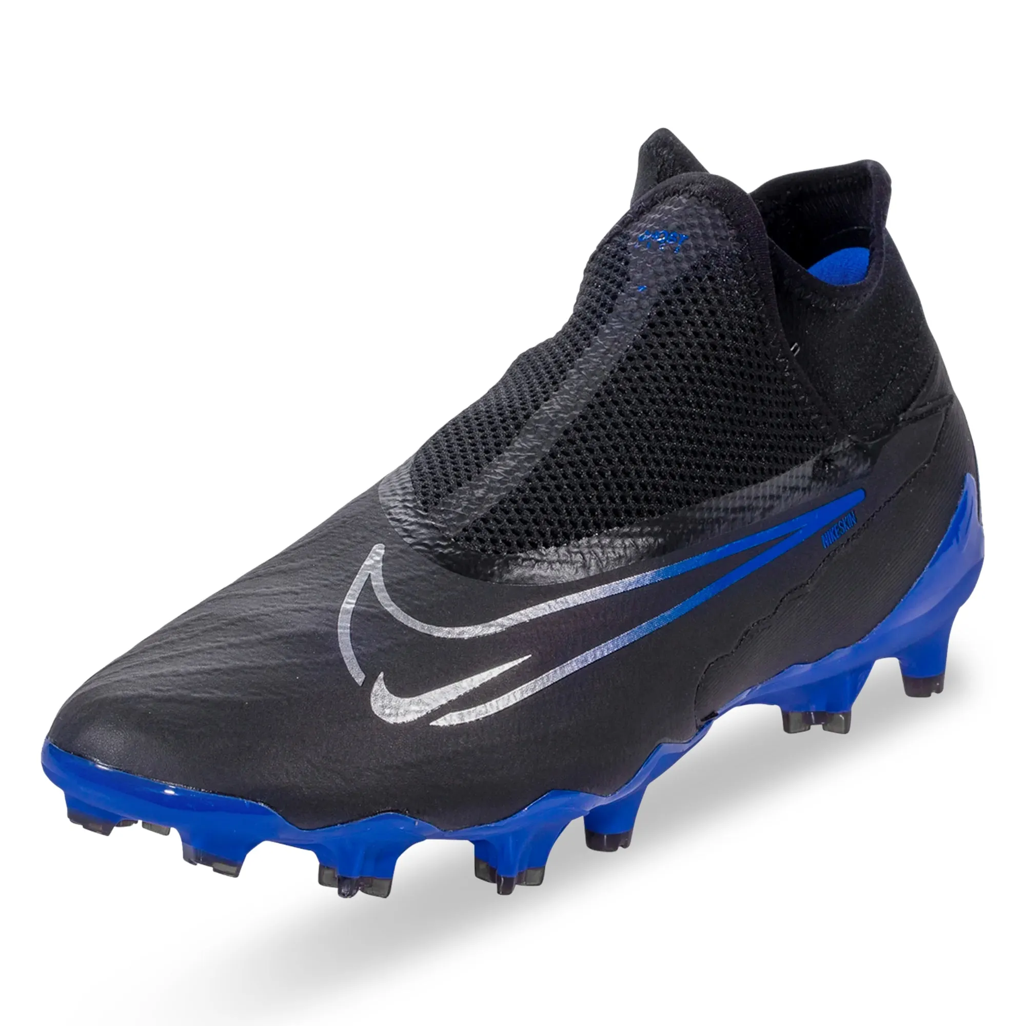 Nike Phantom GX Pro DF Firm Ground Soccer Cleats (Black/Chrome-Hyper Royal) exercise - machine shoes