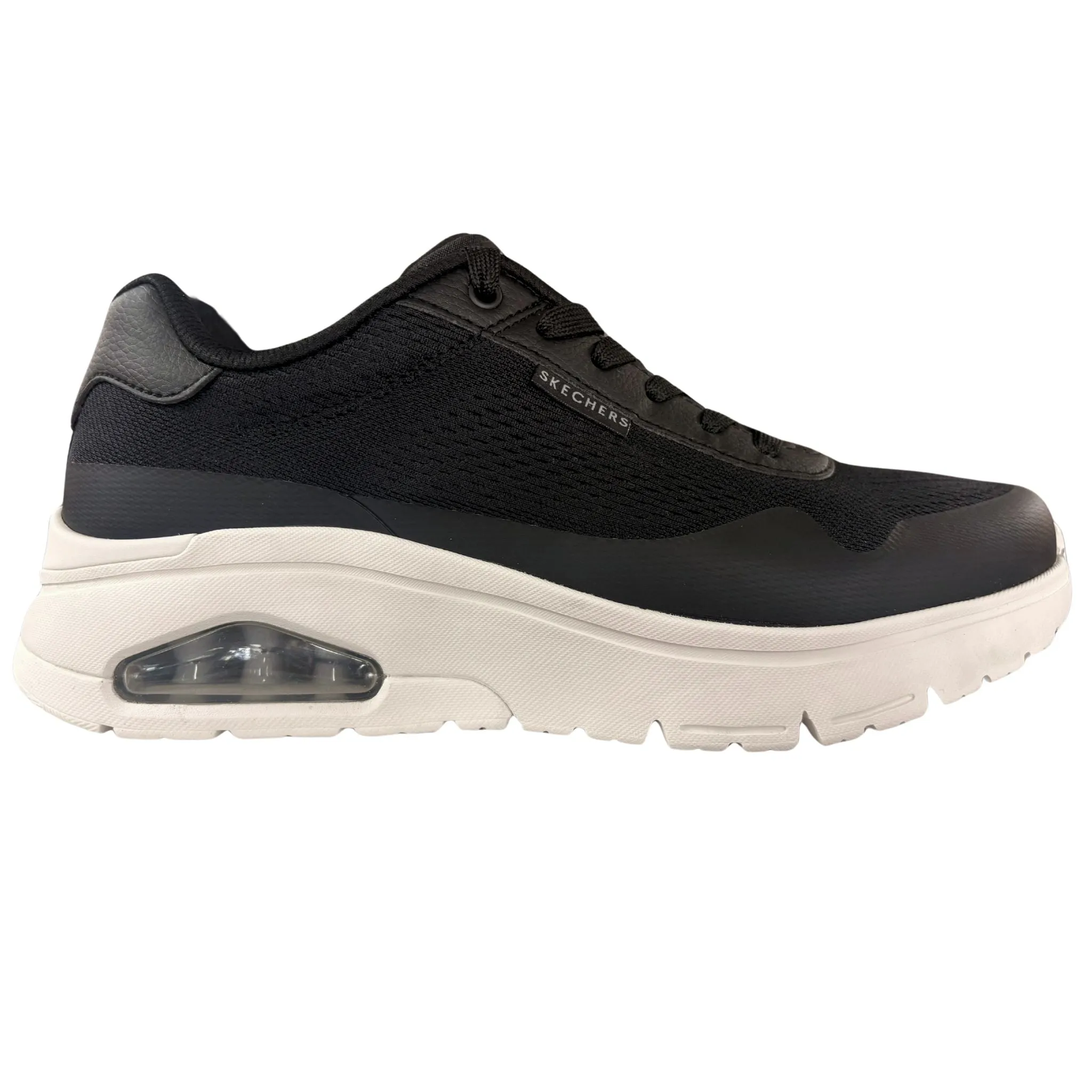 Skechers Men's 183310 Uno Flex- Spring On Air Black Casual Shoes Long Stroll