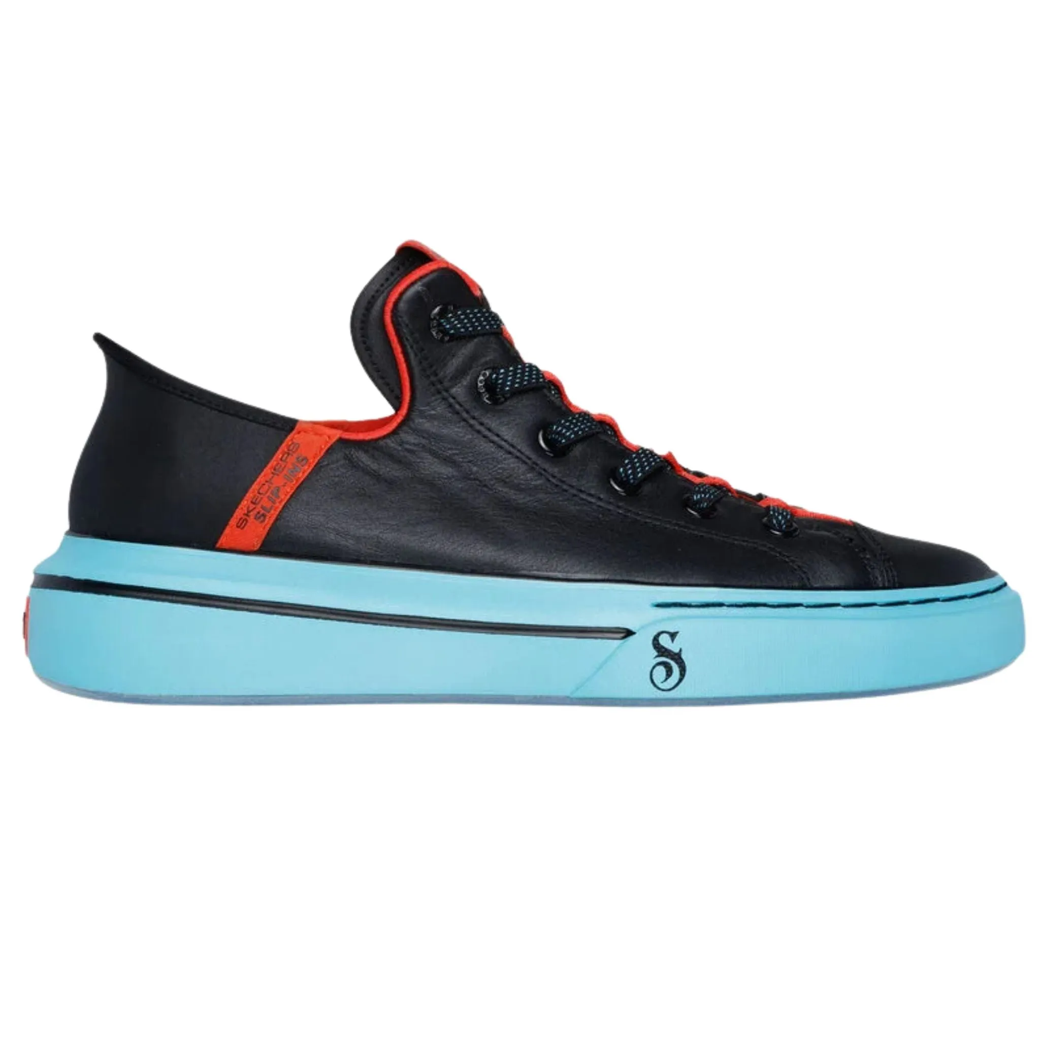 Cold Climate Skechers Men's 251035 Snoop One-OG Leather Black Turquoise Slip Ins Casual Shoes