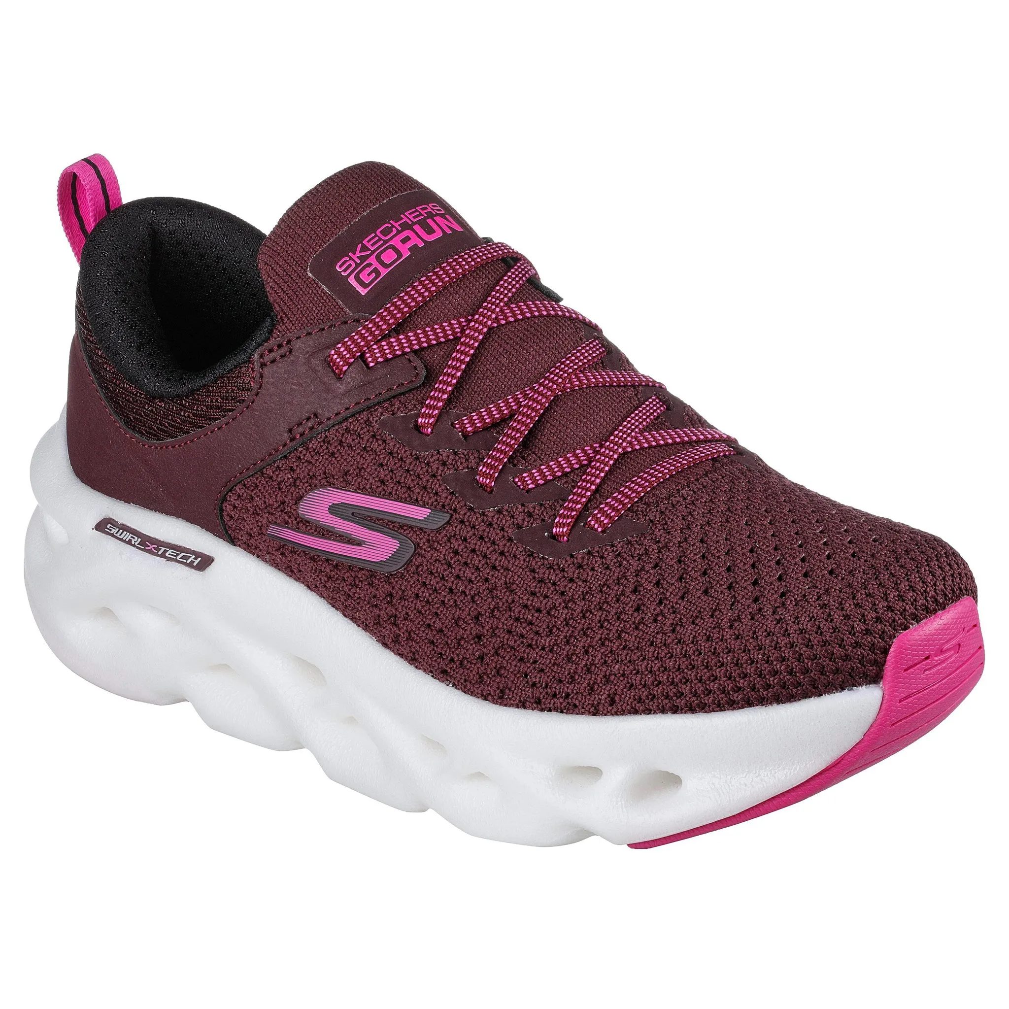 Skechers Women's 128793 GOrun Swirl Tech Dash Charge Burgundy Athletic Shoes Climate Control Technology Lightweight Midsole Geometry