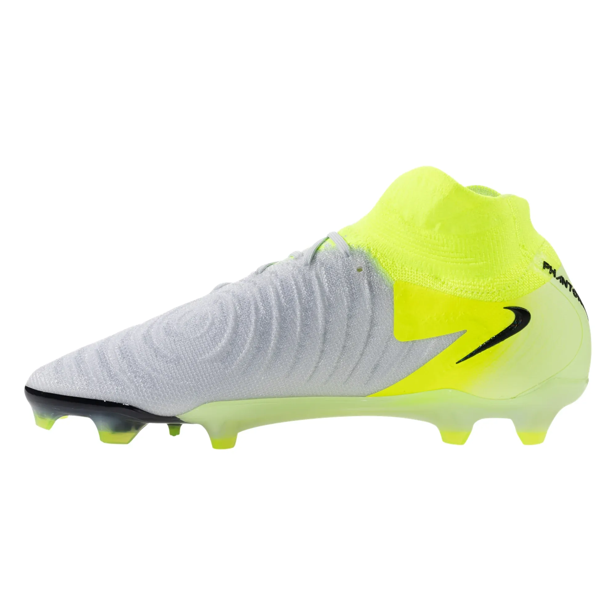 Lace Up Design Nike Phantom Luna II Elite FG Soccer Cleats (Metallic Slver/Black-Volt)
