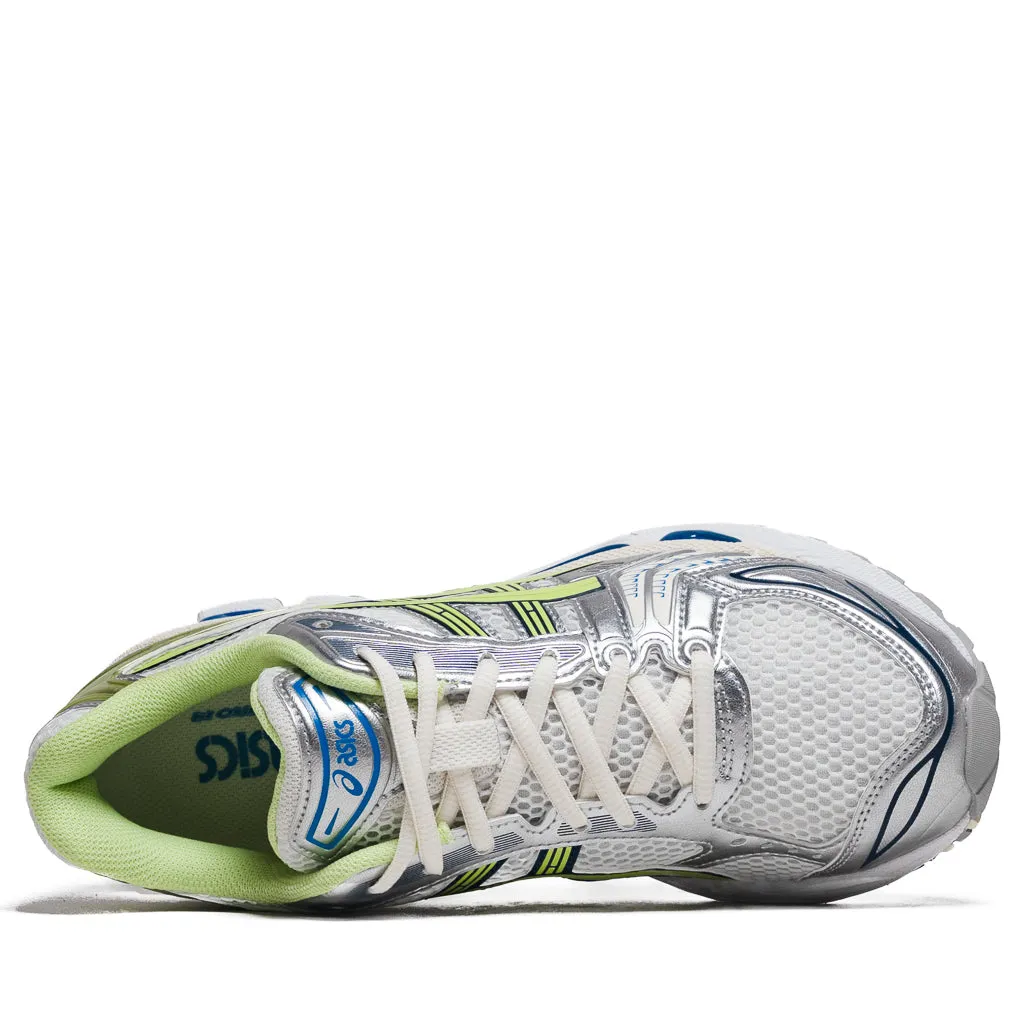 Asics Gel-Kayano 14 - White/Lime Green running in hot tracks shoes