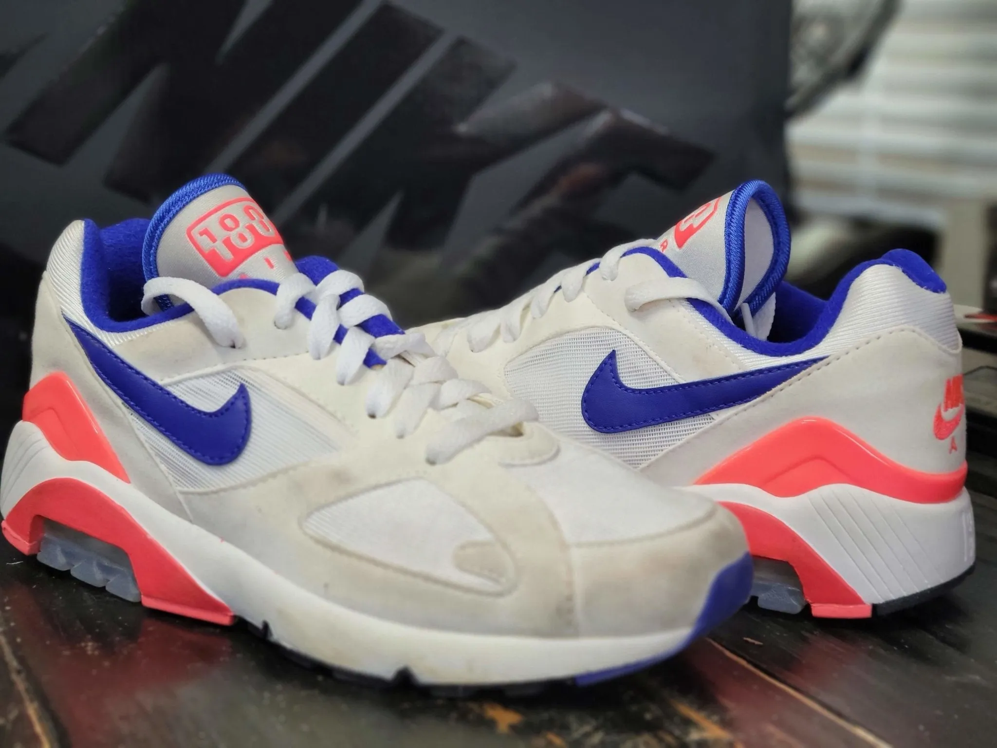 2017 Nike Air Max 180 Marina Blue/White Retro Running Shoes AH6786-100 Women 6 Icy Terrain Athletic Footwear
