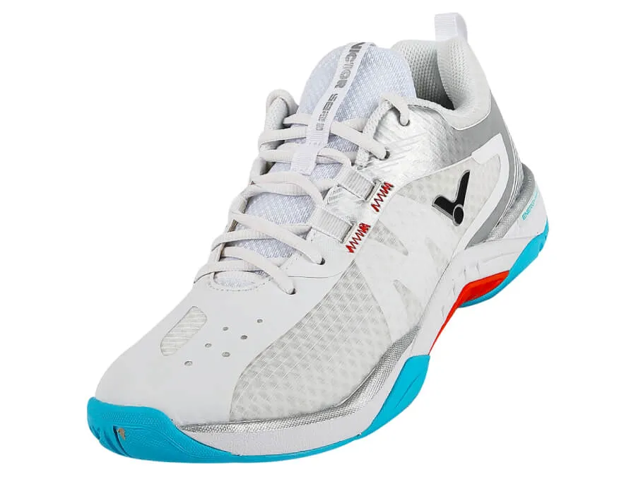 Victor S82II AS Unisex Badminton Shoes (Bright White/Glossy Silver) Control Pro Functional