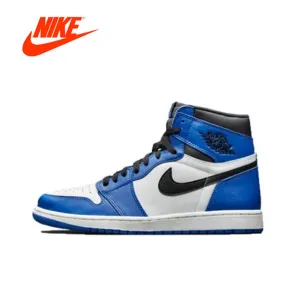 Official Original nike AIR JORDAN 1 Game Royal Men's basketball shoes sneakers Heat Sealed Overlays walking shoes