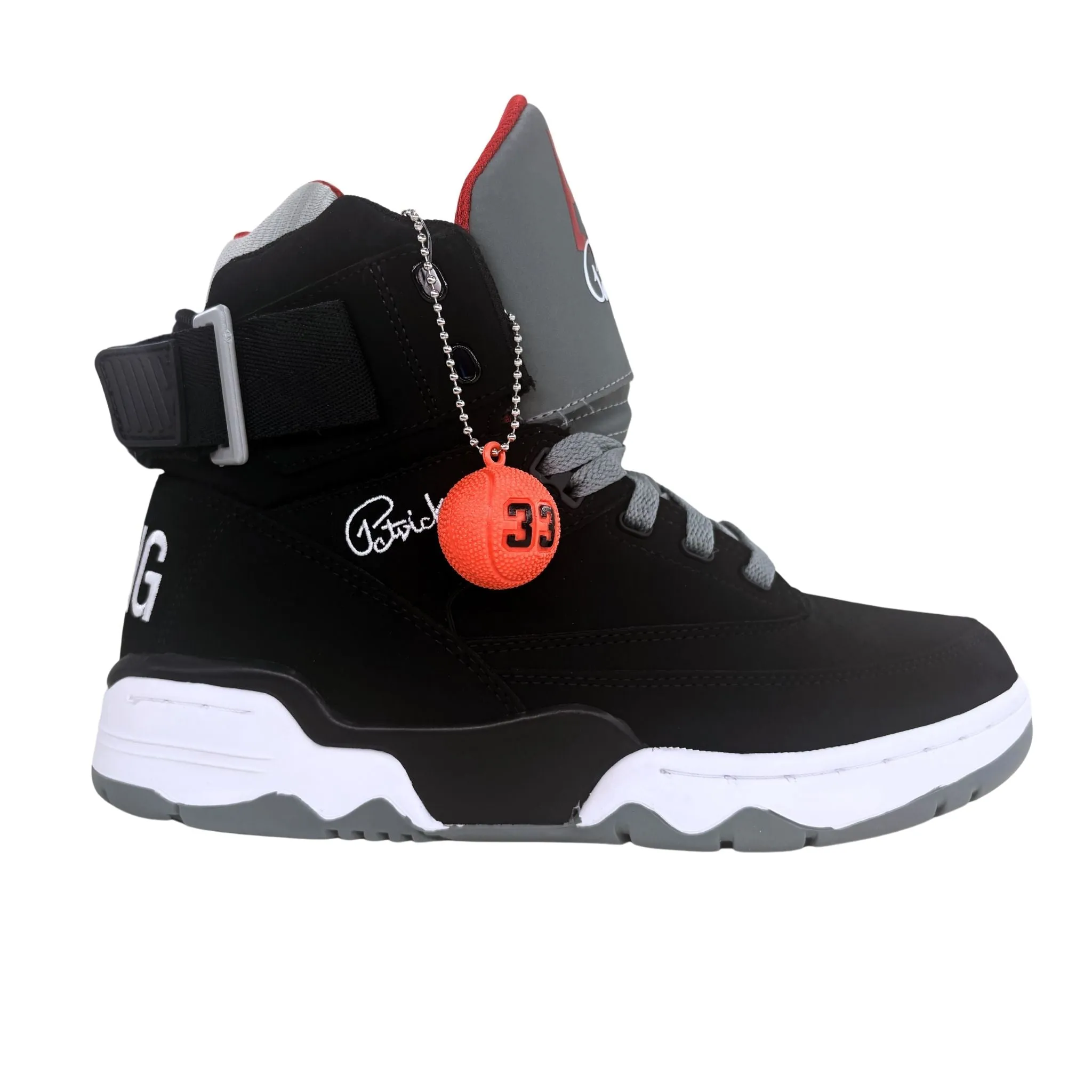 Patrick Ewing Athletics Men's 1EW90165-005 33 HI Black Grey Red Basketball Shoes Fresh Tone