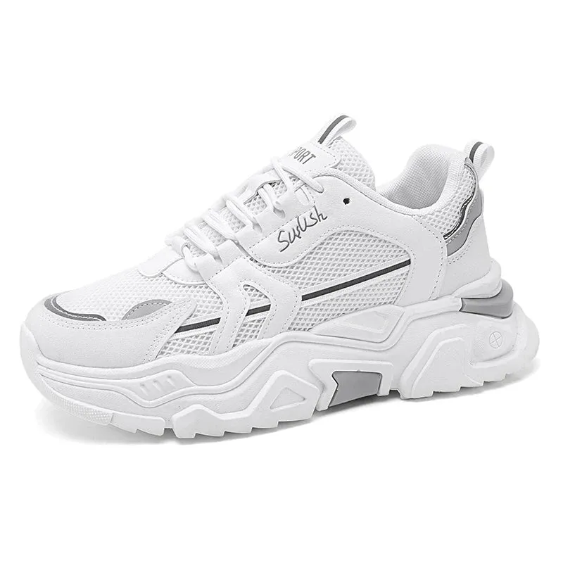 Tech Glow Student thick soled mesh breathable casual sports shoes four seasonal men's outdoor soft sole comfort running shoes male sneaker