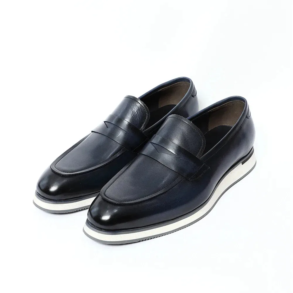Air Dry Calm Mood Classy Men's Genuine Cow Leather Casual Business Shoes Flat Penny Loafers Spring Autumn Blue Black Sizes 38-46